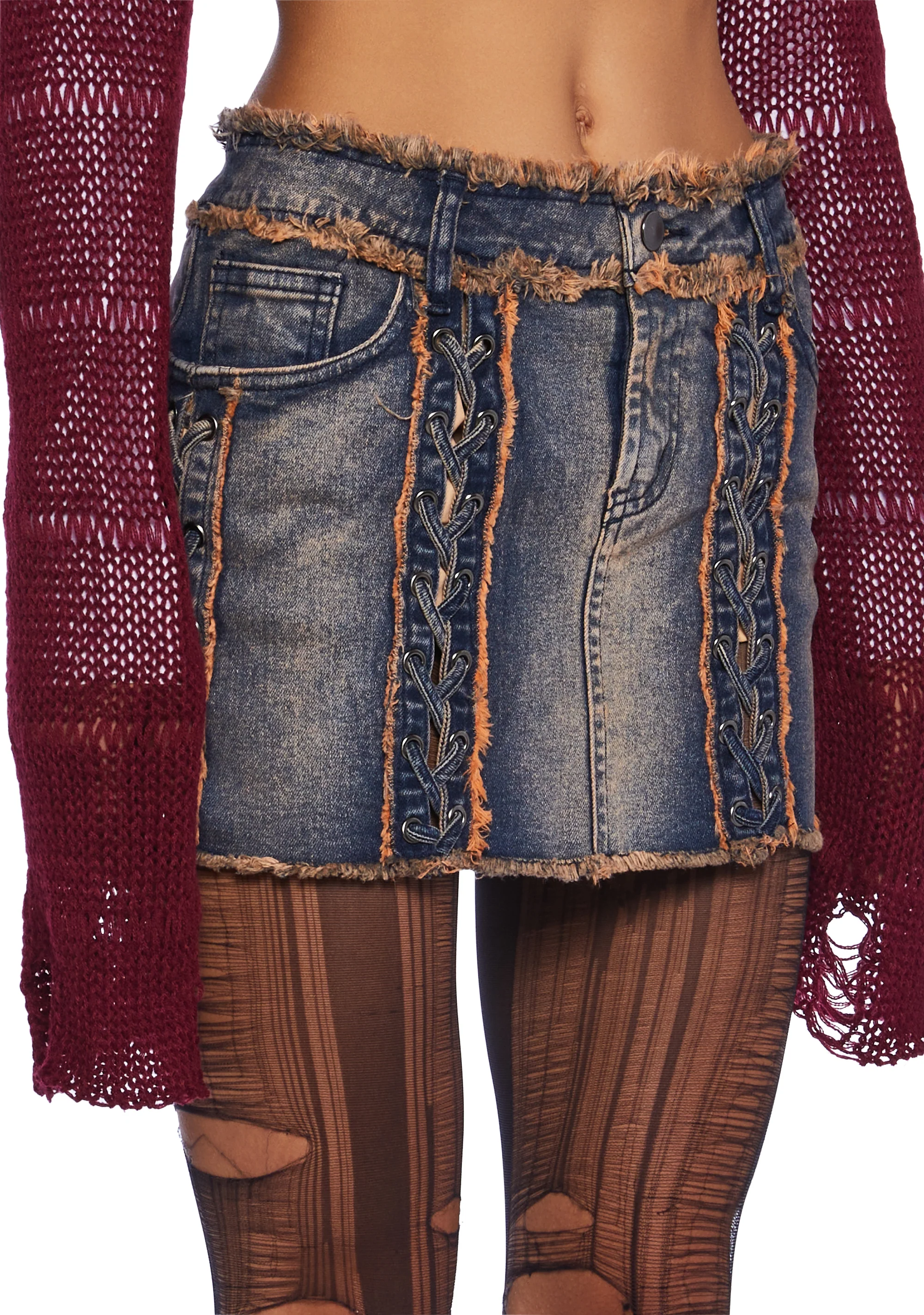 Breaking It All Denim Mini Skirt - Image 2
