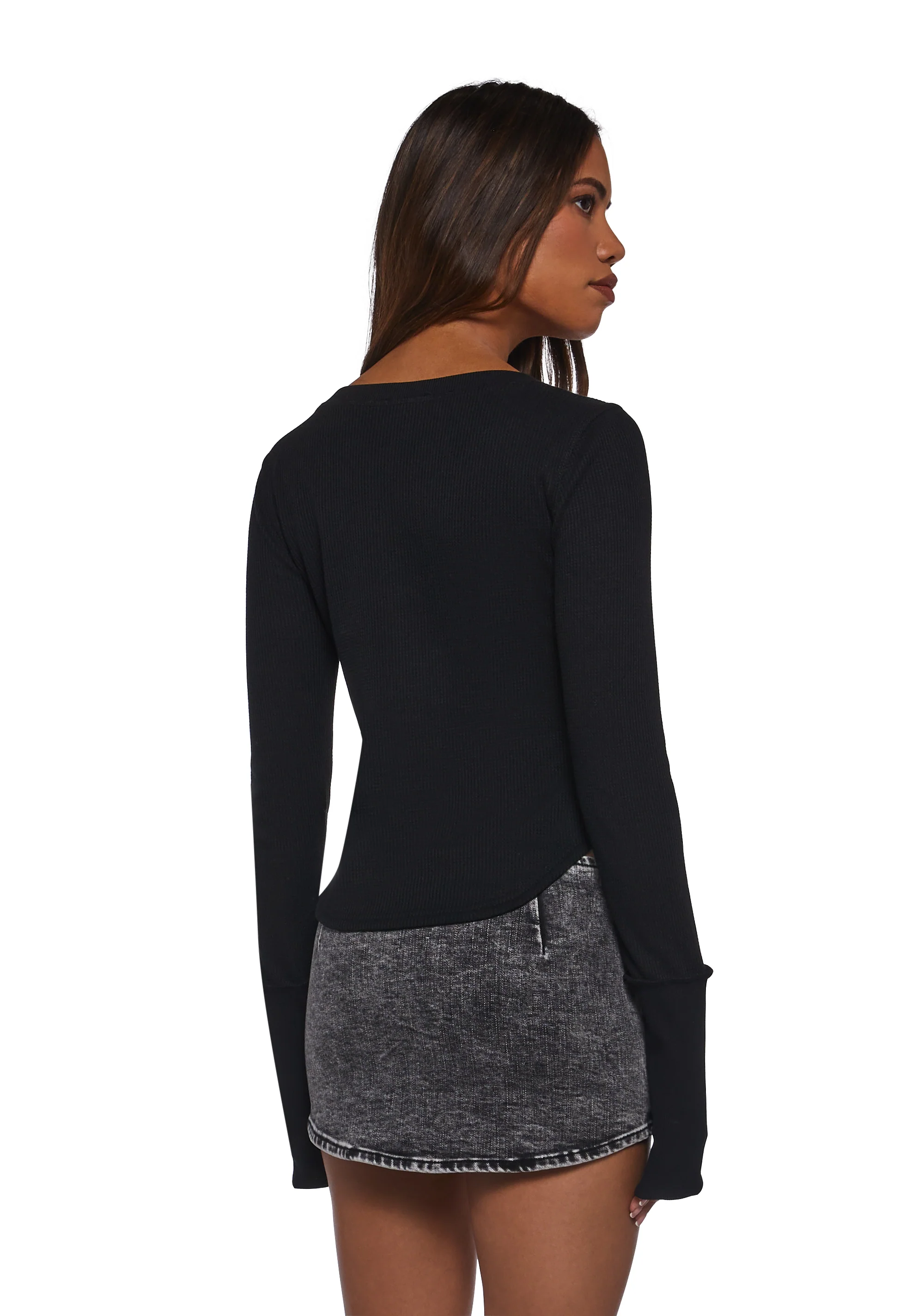Brianna Long Sleeve Top - Black - Image 4