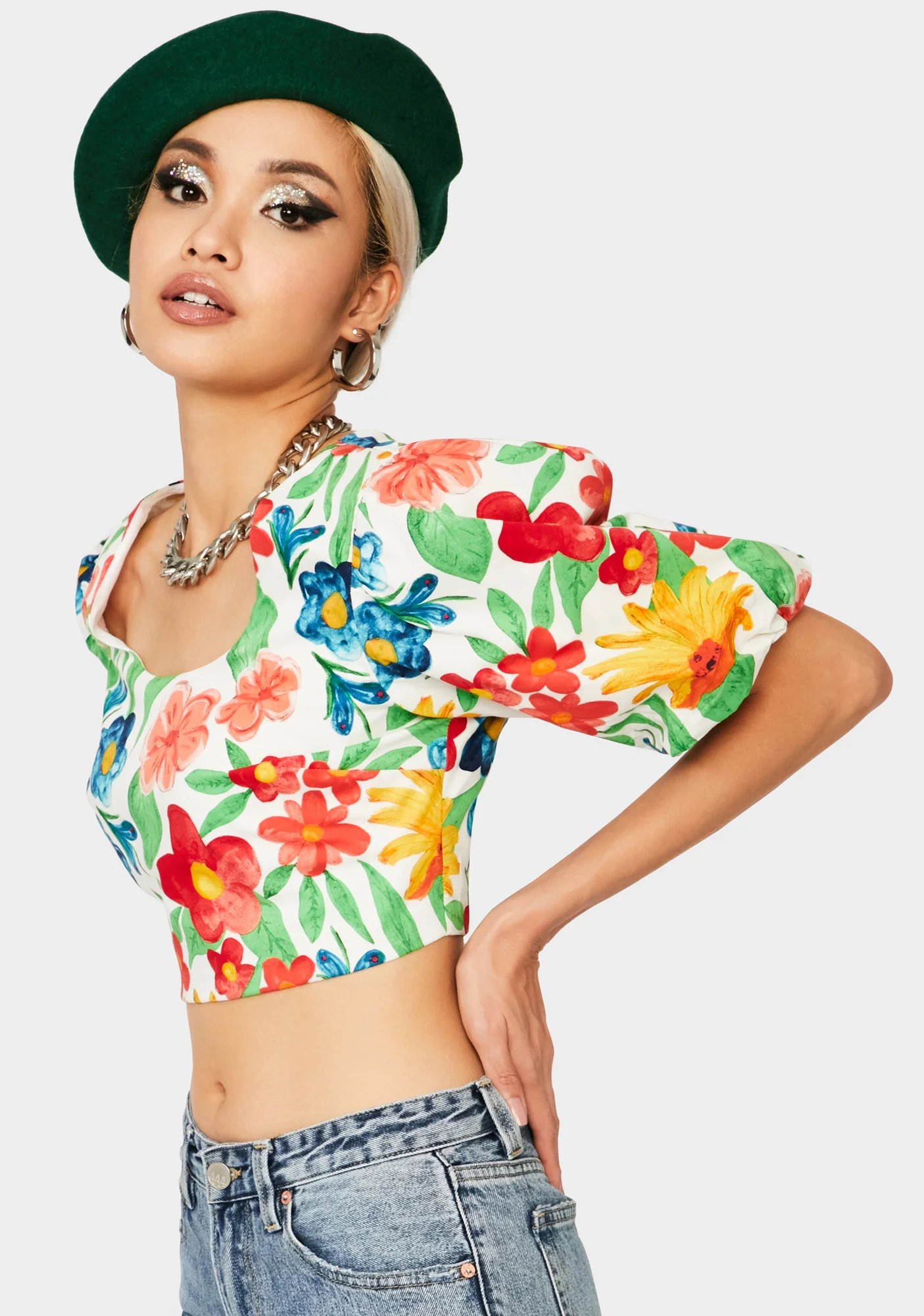 Bright Florals Crop Top - Image 2