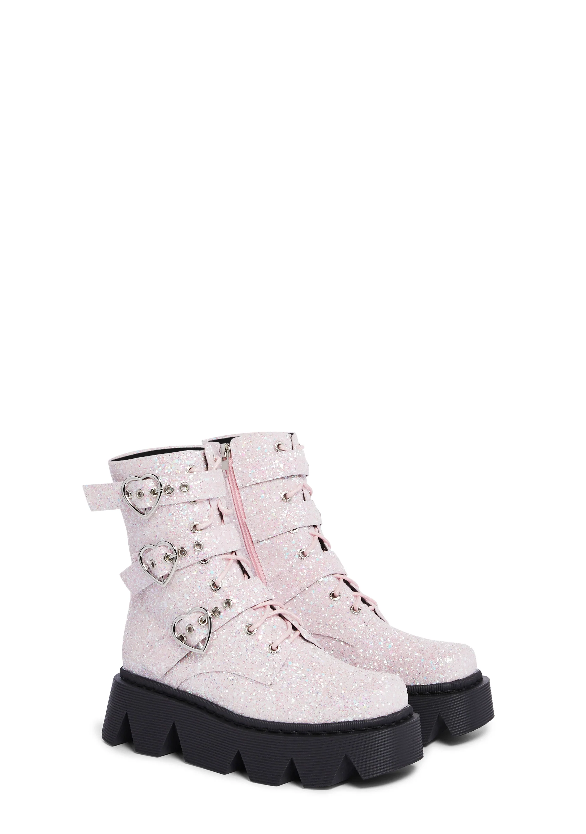 Brilliance Glitter Combat Boots - Image 3