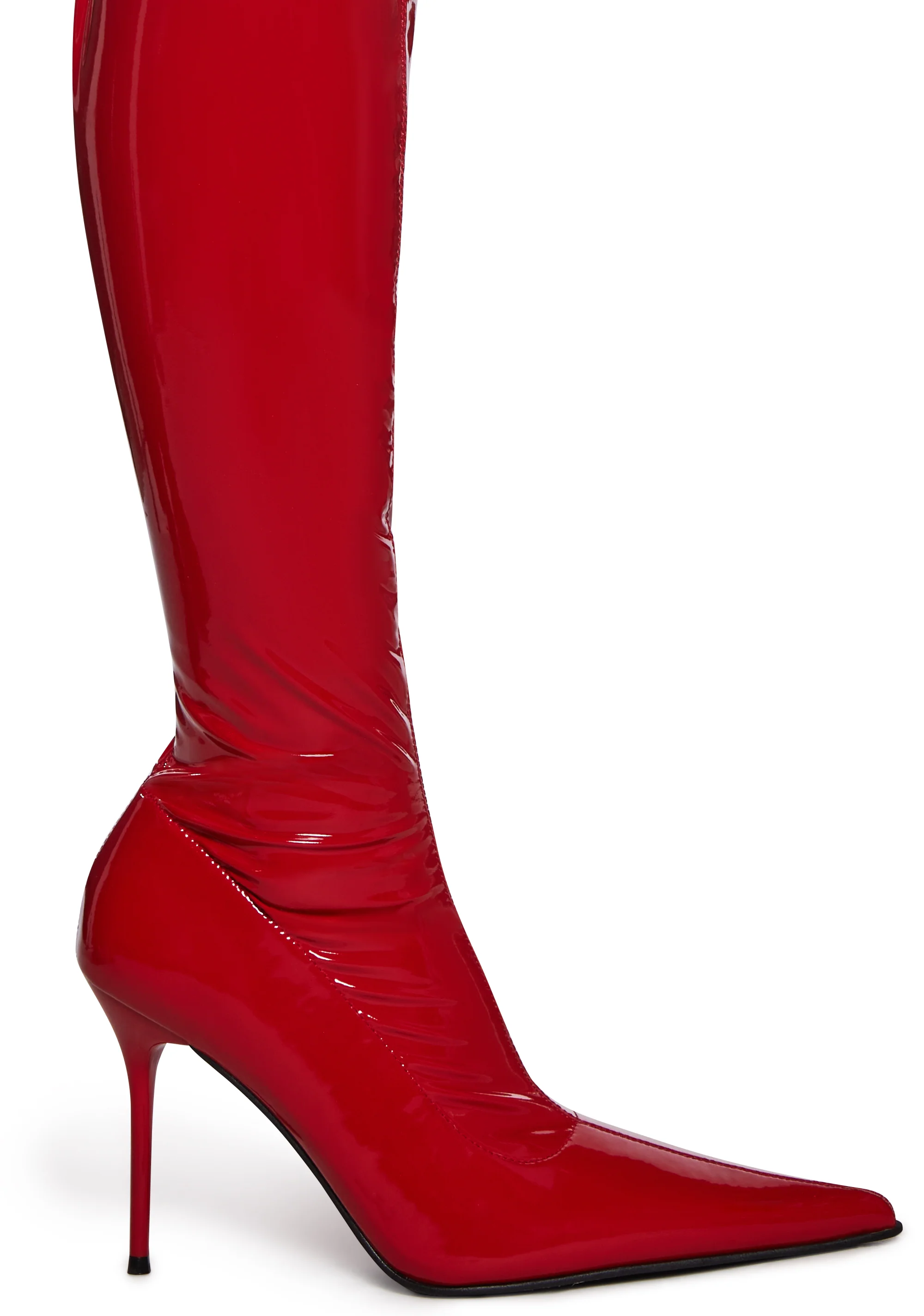 Thigh High Stretch Boots - Red - Image 2