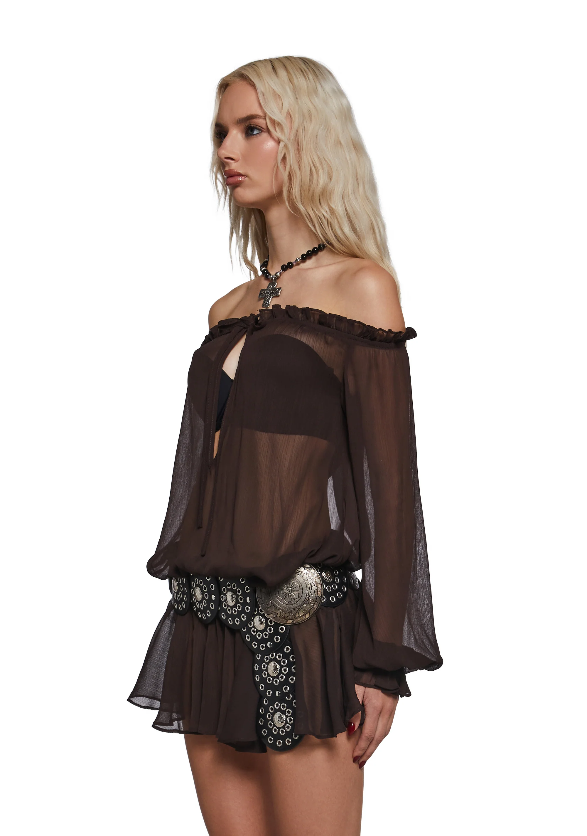 Billowing Winds Boho Dress - Brown - Image 5