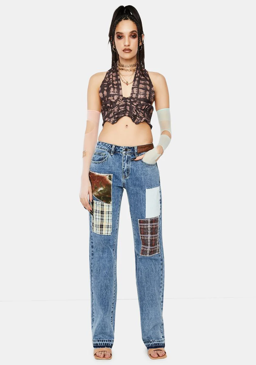 Brown Halter Neck Cup Detail Top - Image 3