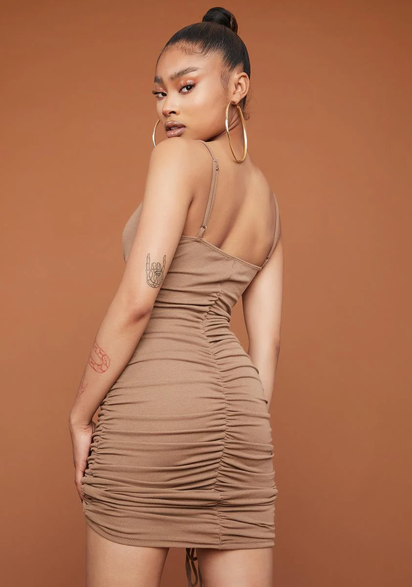 Brunette Only A Feeling Ruched Slip Dress - Image 4