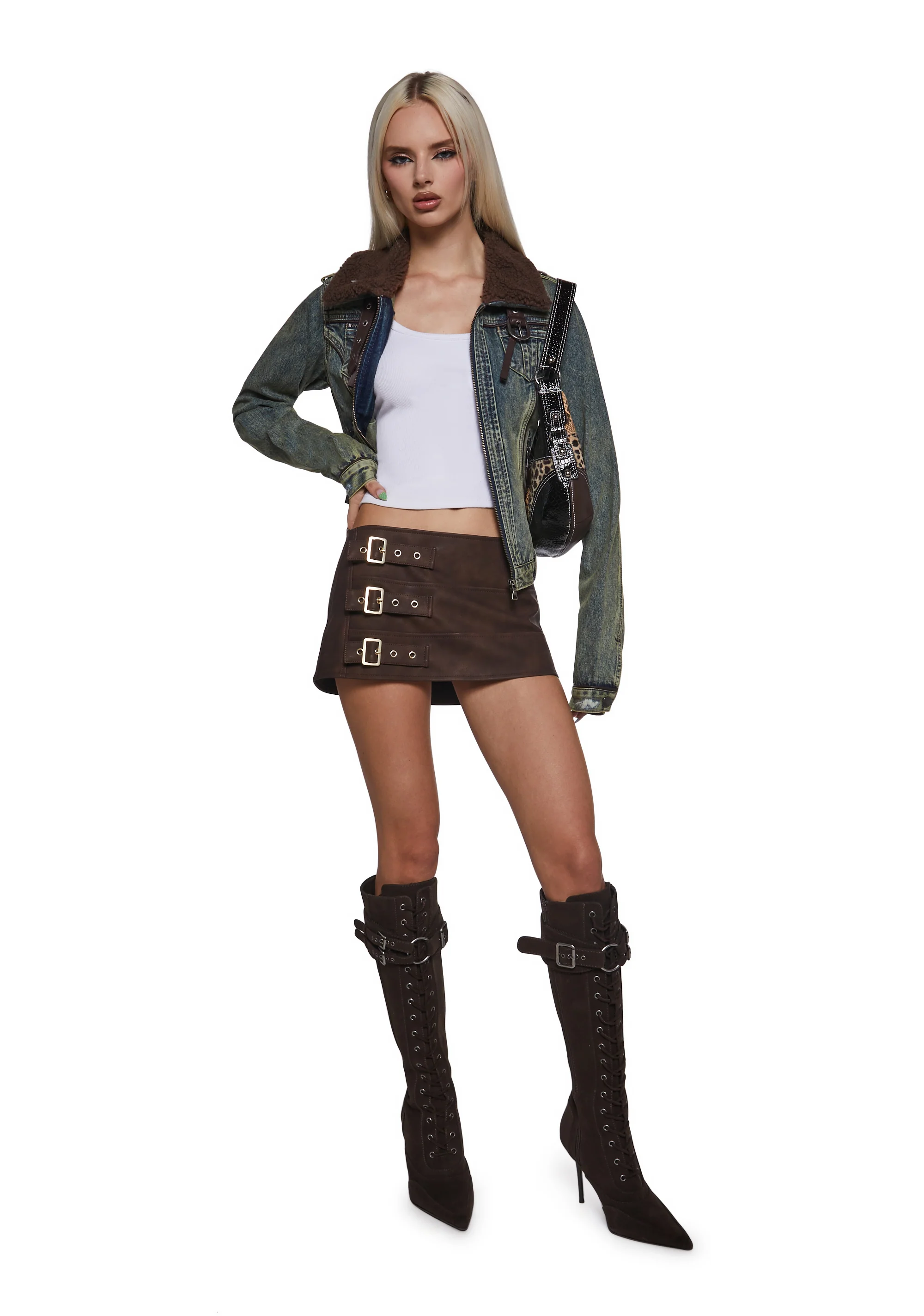 Sofie Belted Skirt - Brown - Image 2