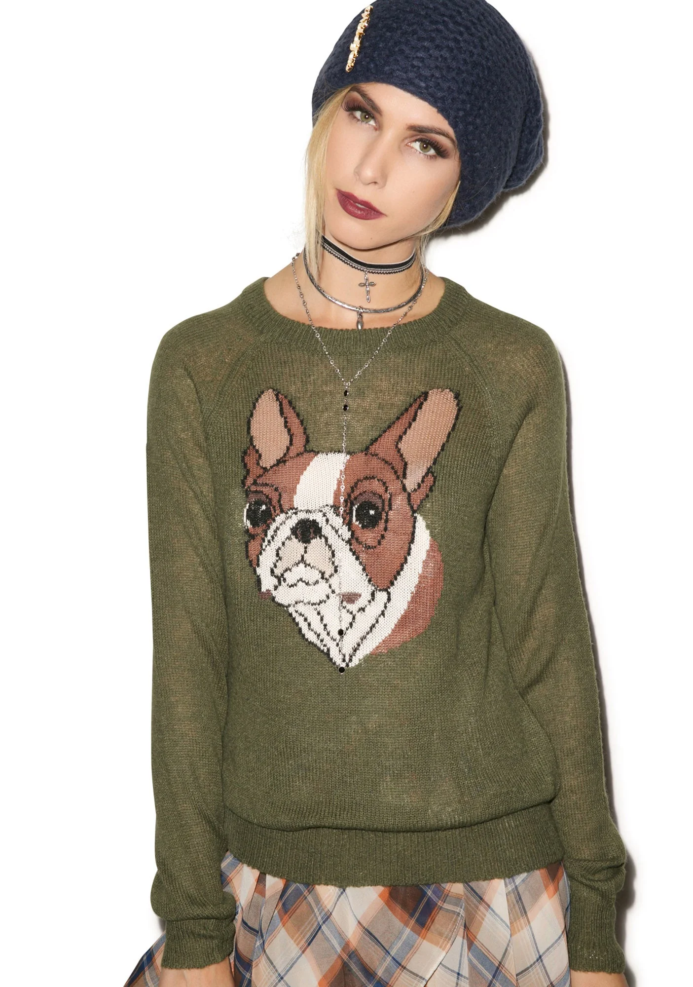 Bulldog Party Sweater - Dark Green - Image 7