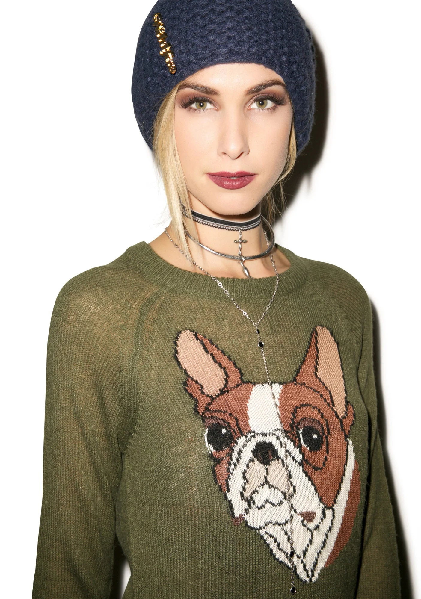 Bulldog Party Sweater - Dark Green - Image 8