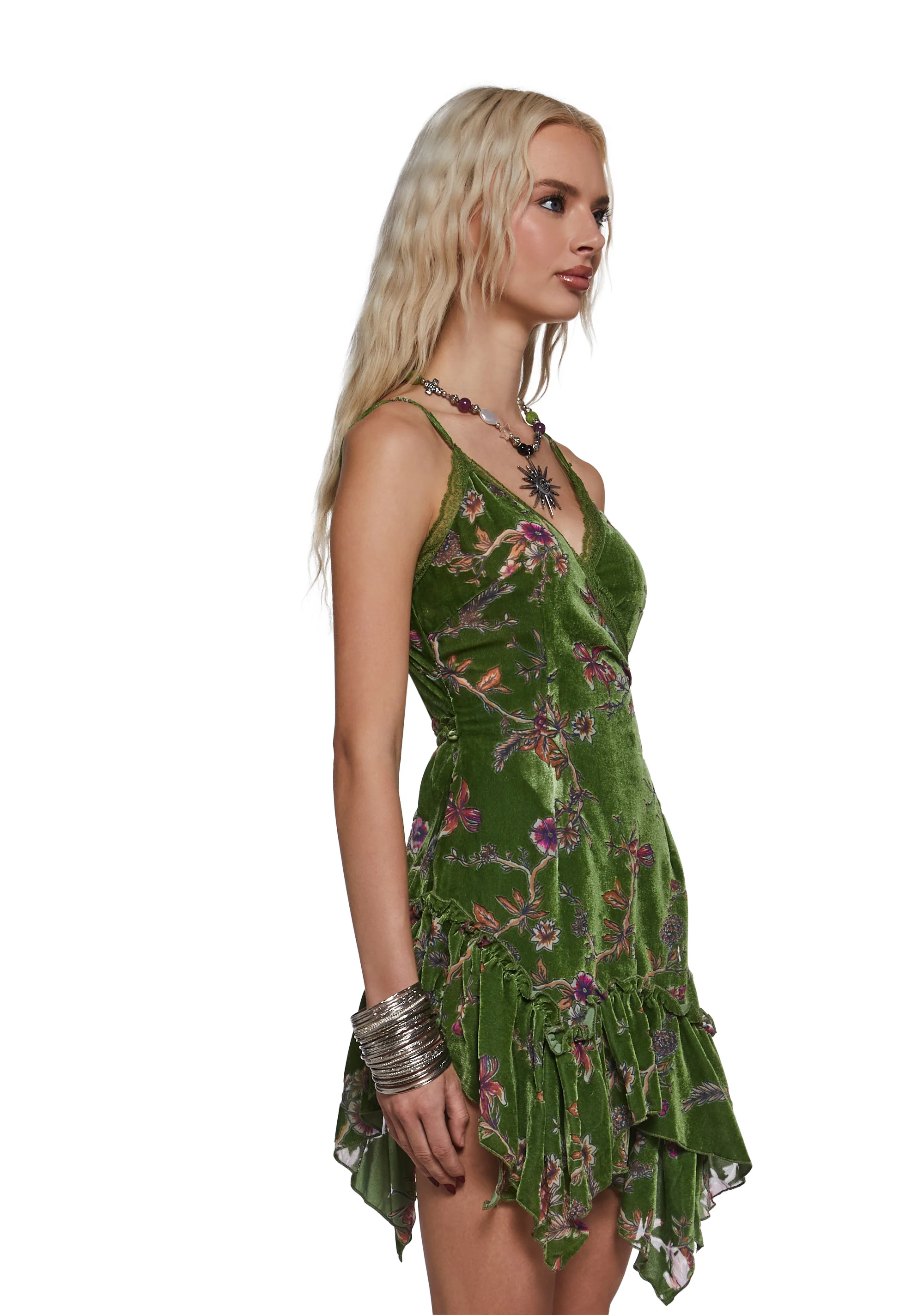 Dryas Velvet Wrap Mini Dress - Image 3