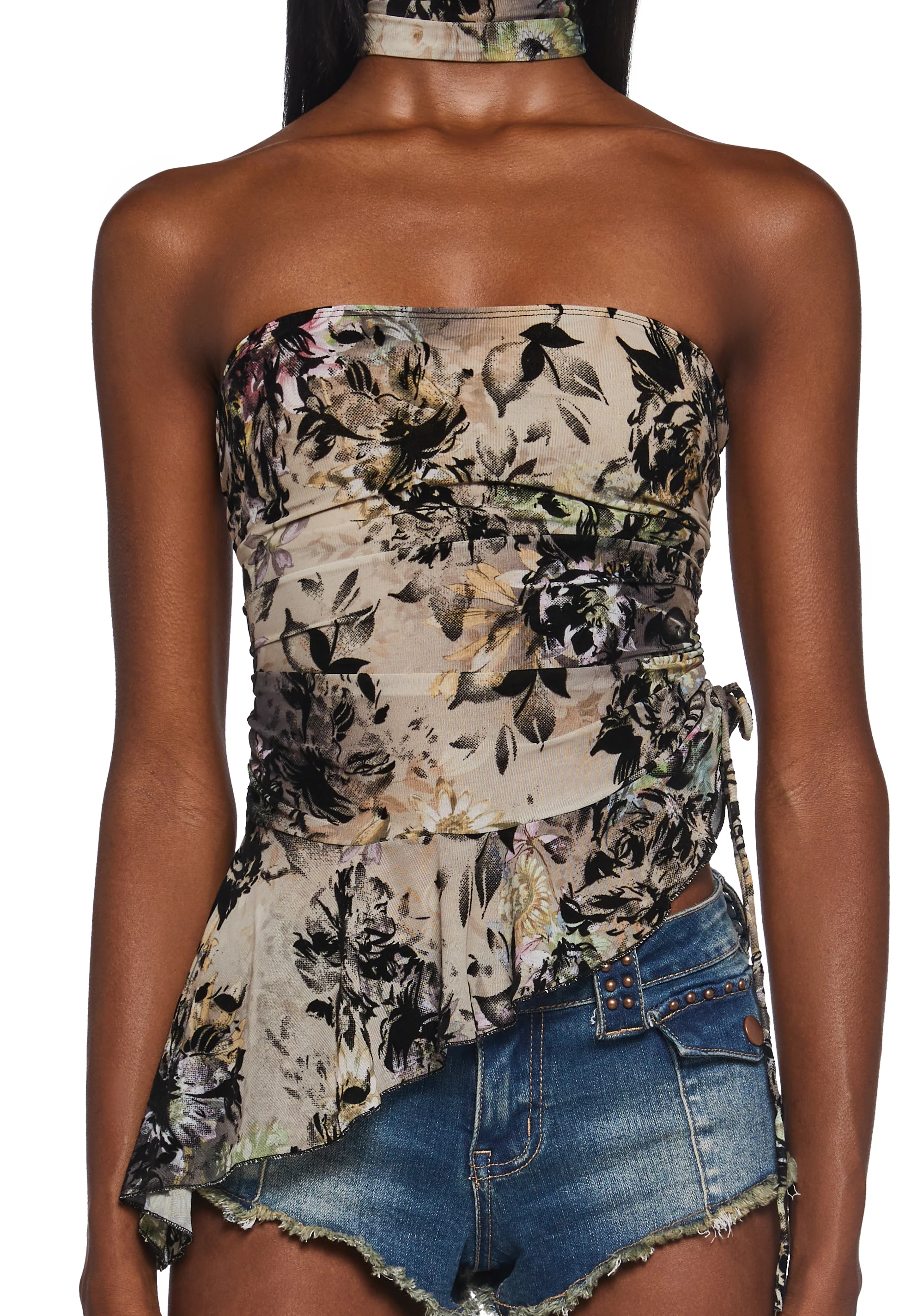 Floral Moods Tube Top And Scarf Set - Image 3