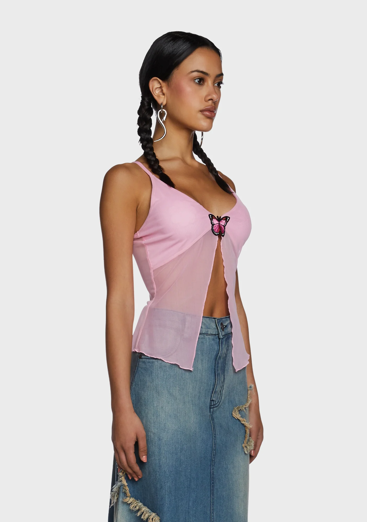 Butterfly Mesh Babydoll Top - Image 3