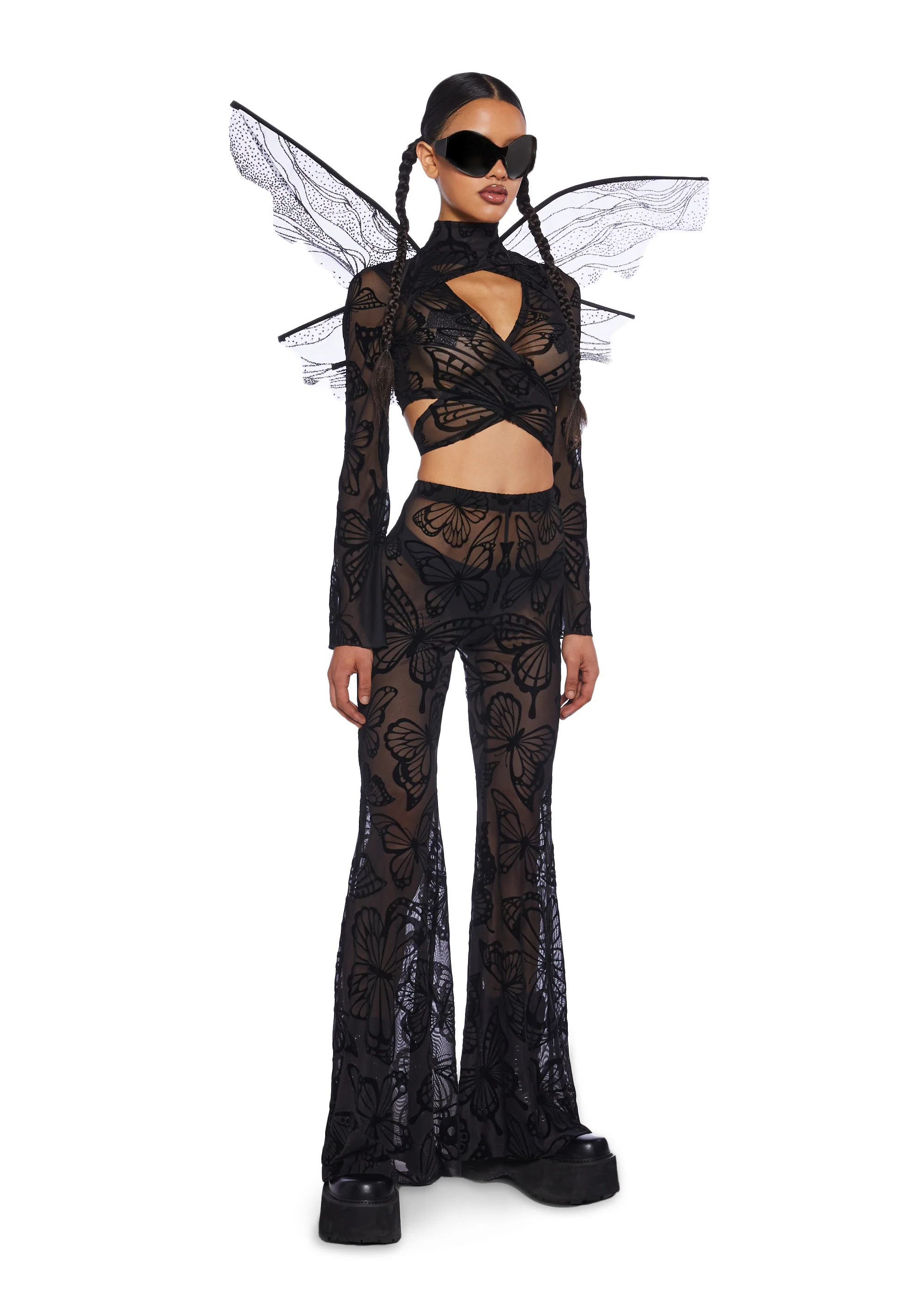 Butterfly Utopia Mesh Flare Pants - Image 3