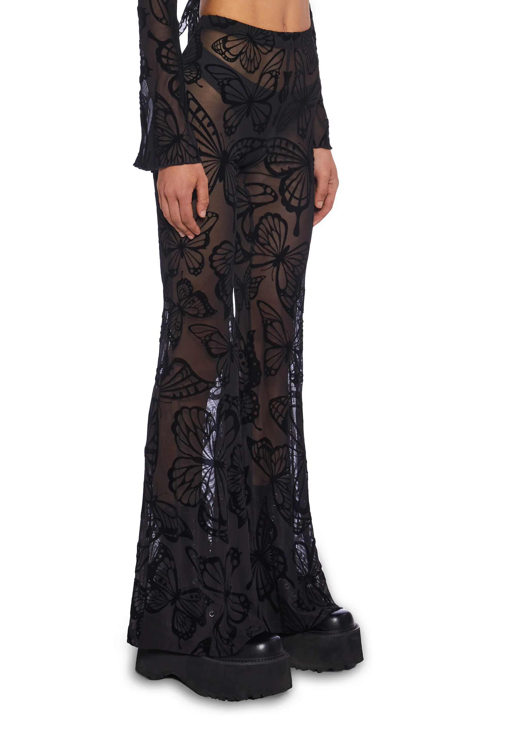 Butterfly Utopia Mesh Flare Pants - Image 4