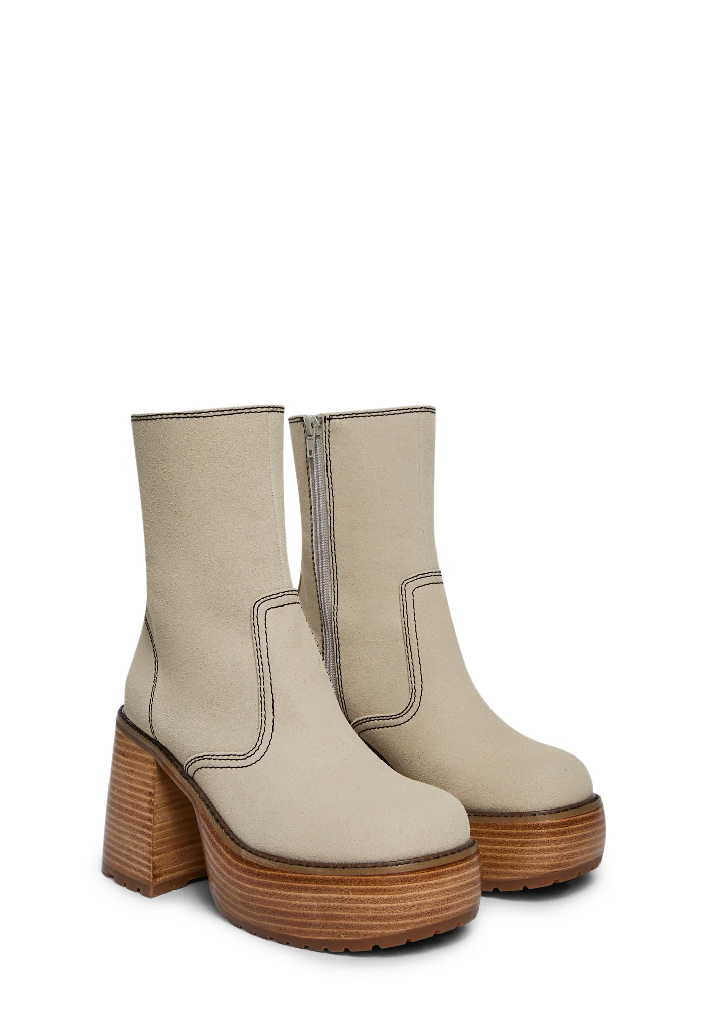 Buzz Me In Platform Boots - Ecru - Image 3