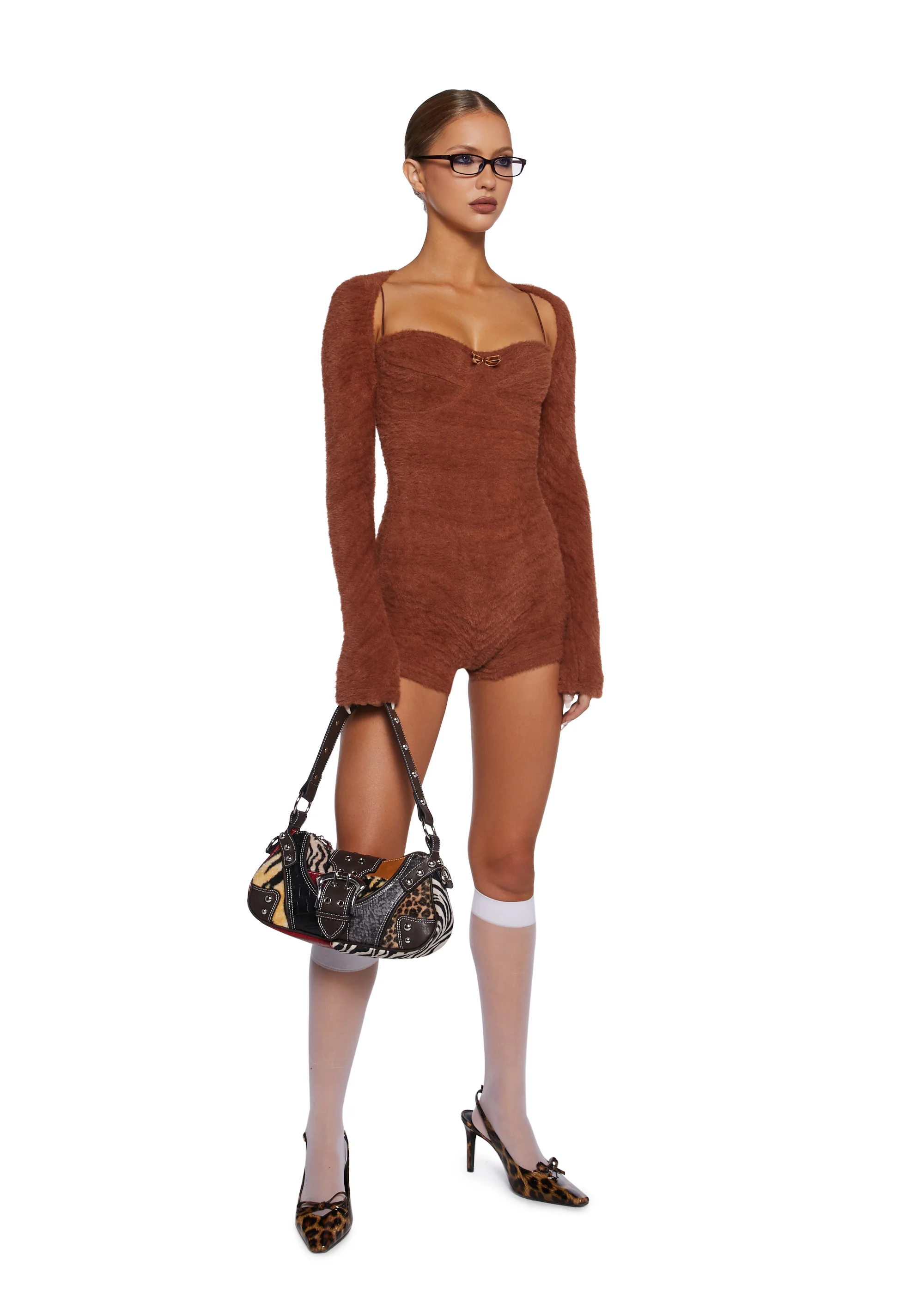 By The Fire Romper And Shrug Set - Brown - Image 2