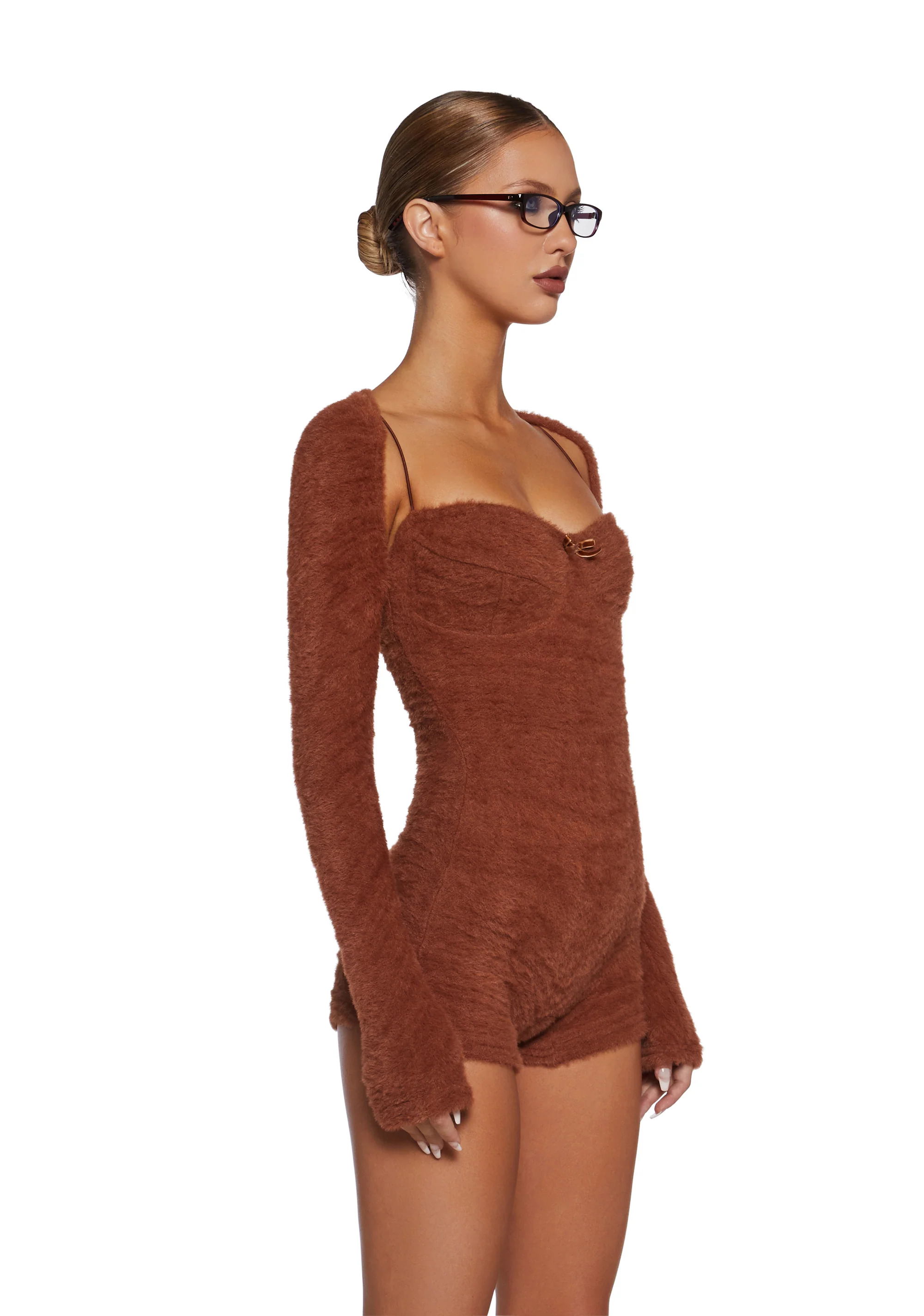 By The Fire Romper And Shrug Set - Brown - Image 3