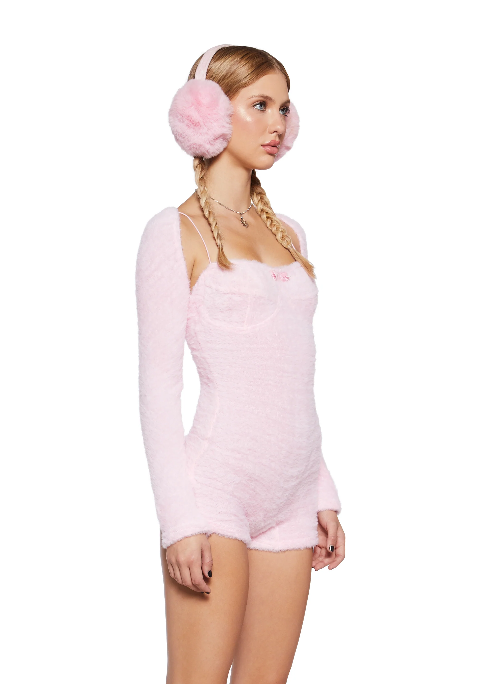 By The Fire Romper And Shrug Set - Pink - Image 3