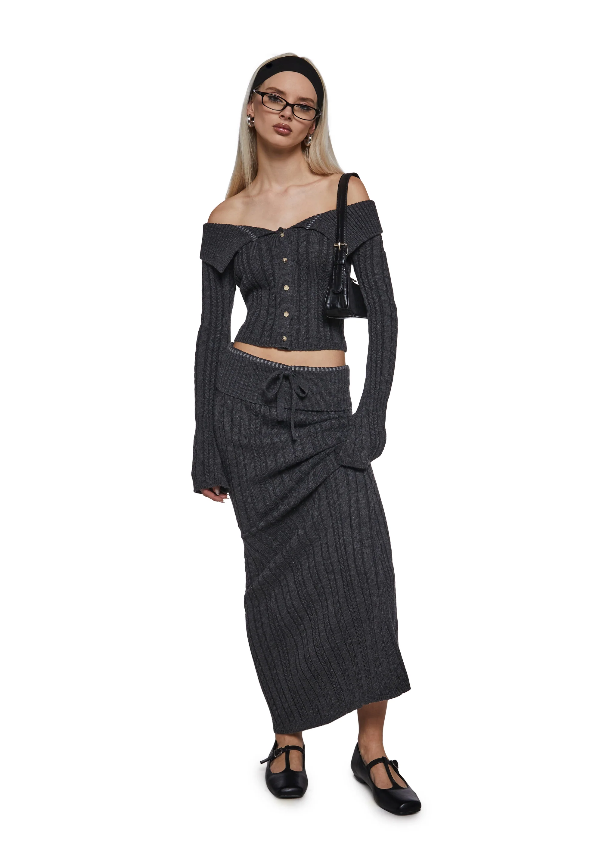Deep Thoughts Cable Knit Maxi Skirt - Image 2