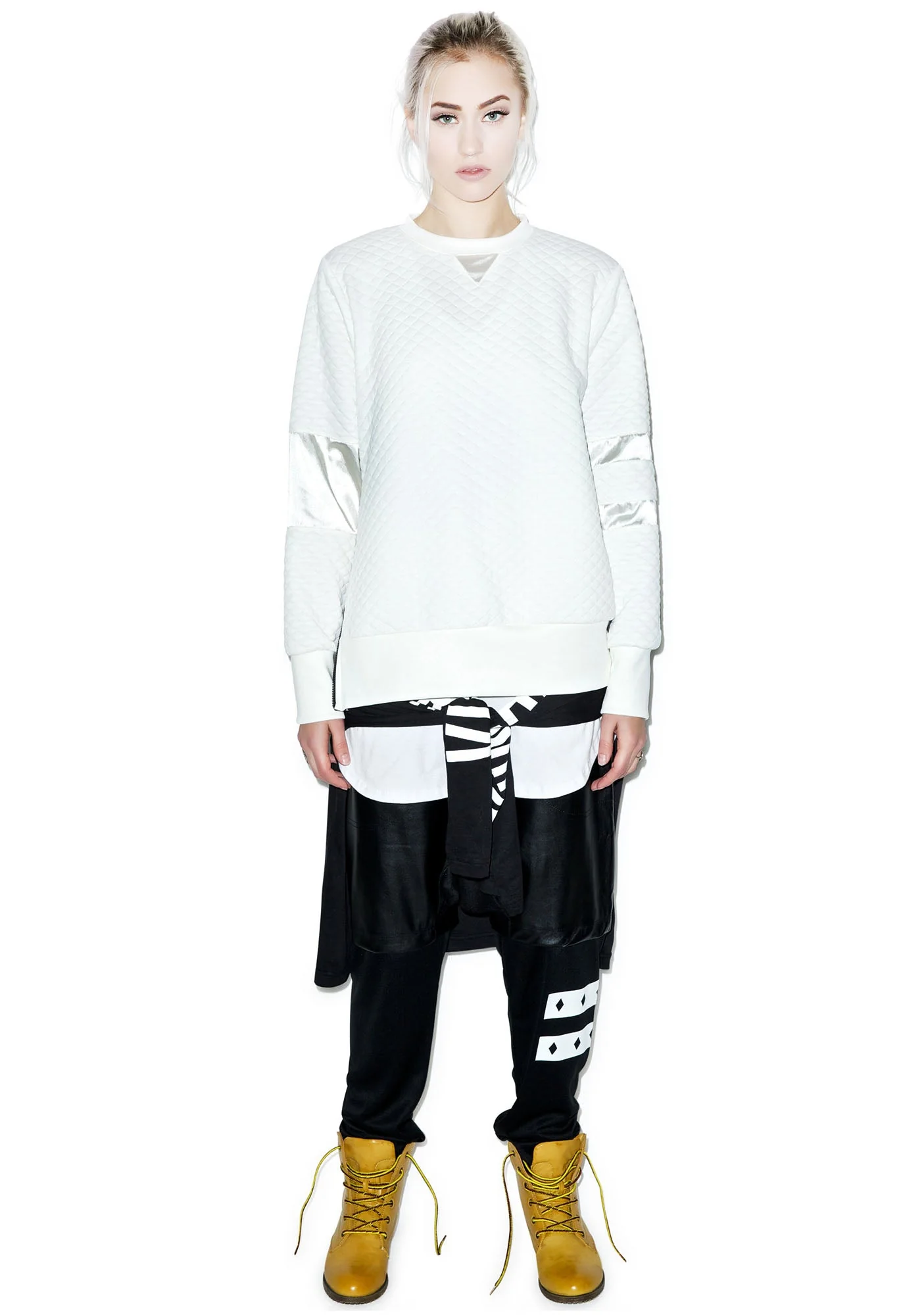 Call Me Quilted Pullover - Off White - Image 4