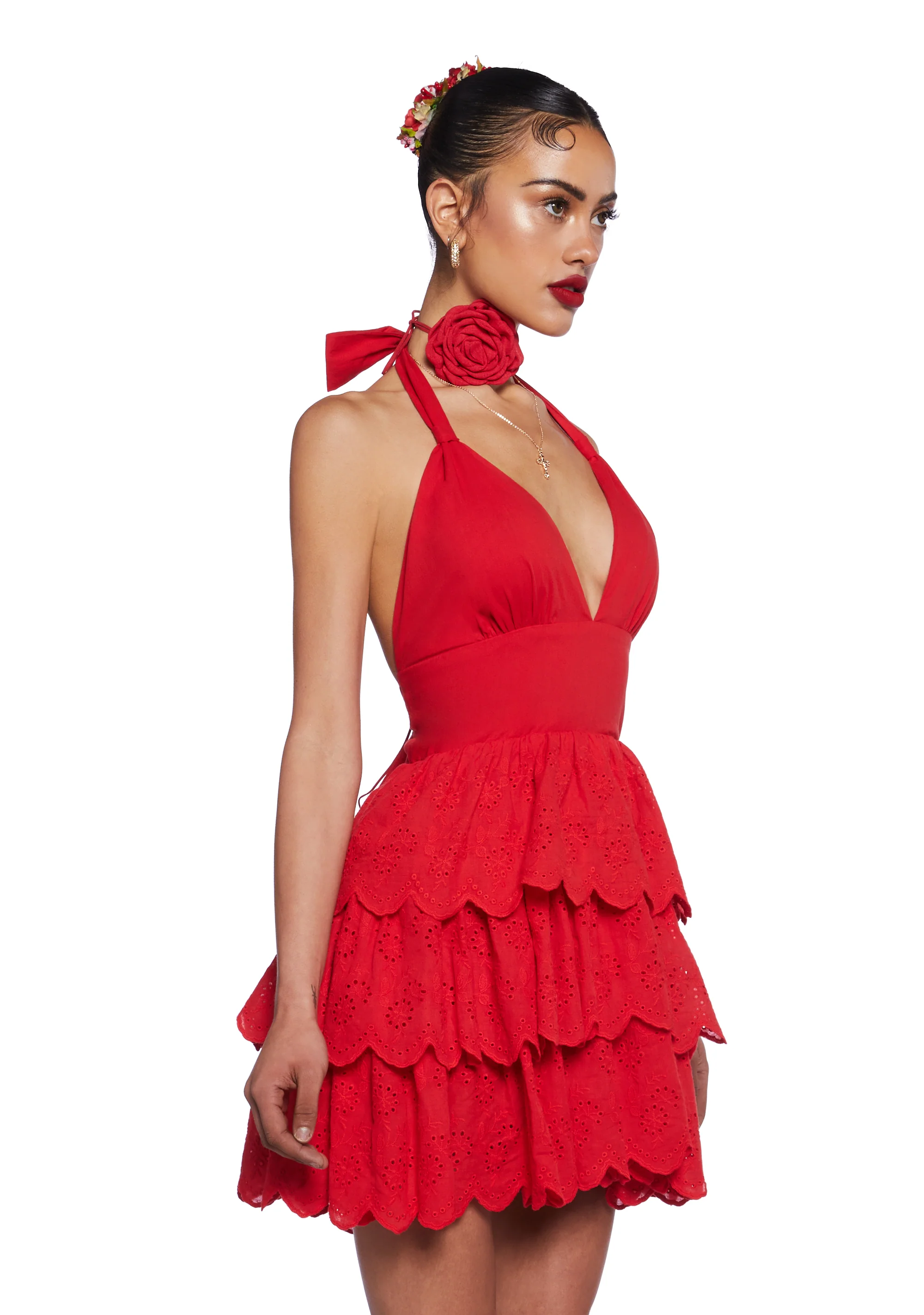 Call Me Yours Babydoll Dress - Red - Image 3