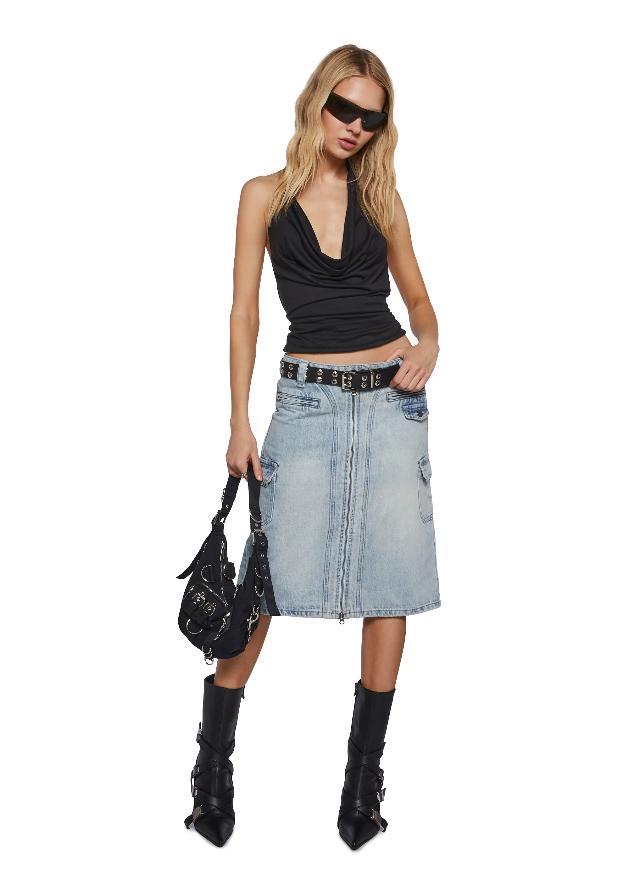 Camille Denim Midi Cargo Skirt - Image 2