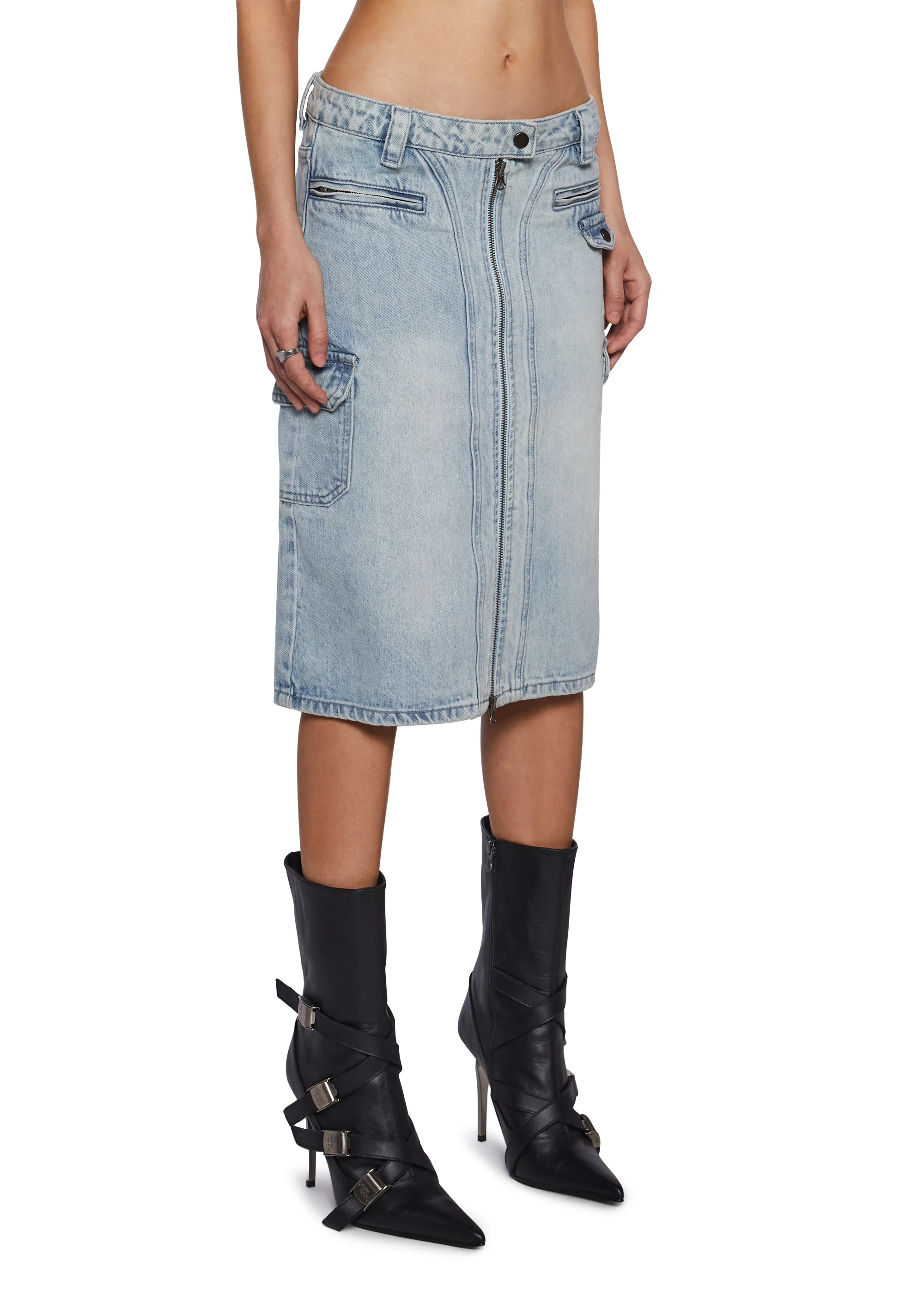 Camille Denim Midi Cargo Skirt - Image 3