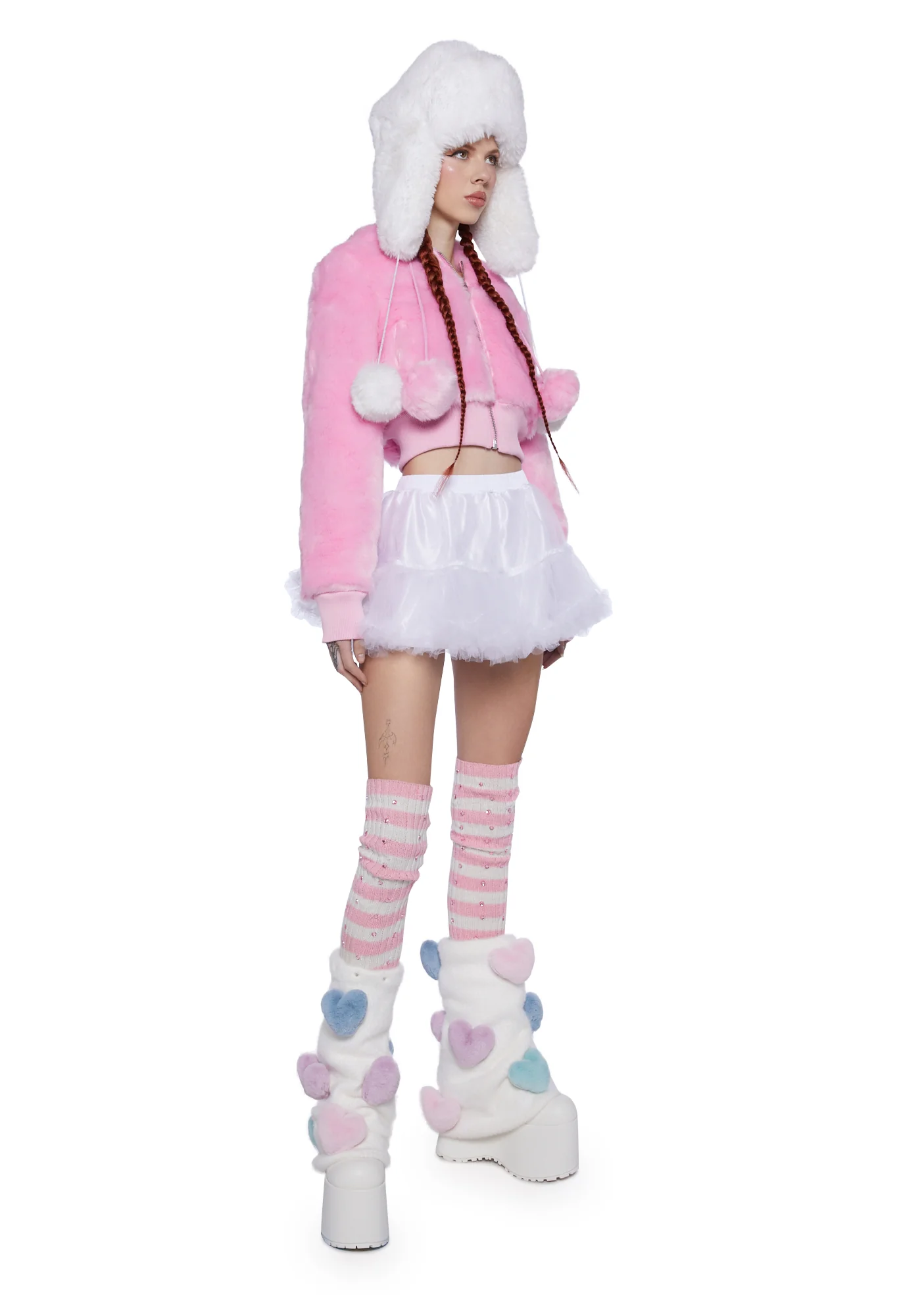 Candy Blossom Faux Fur Hoodie - Pink - Image 2