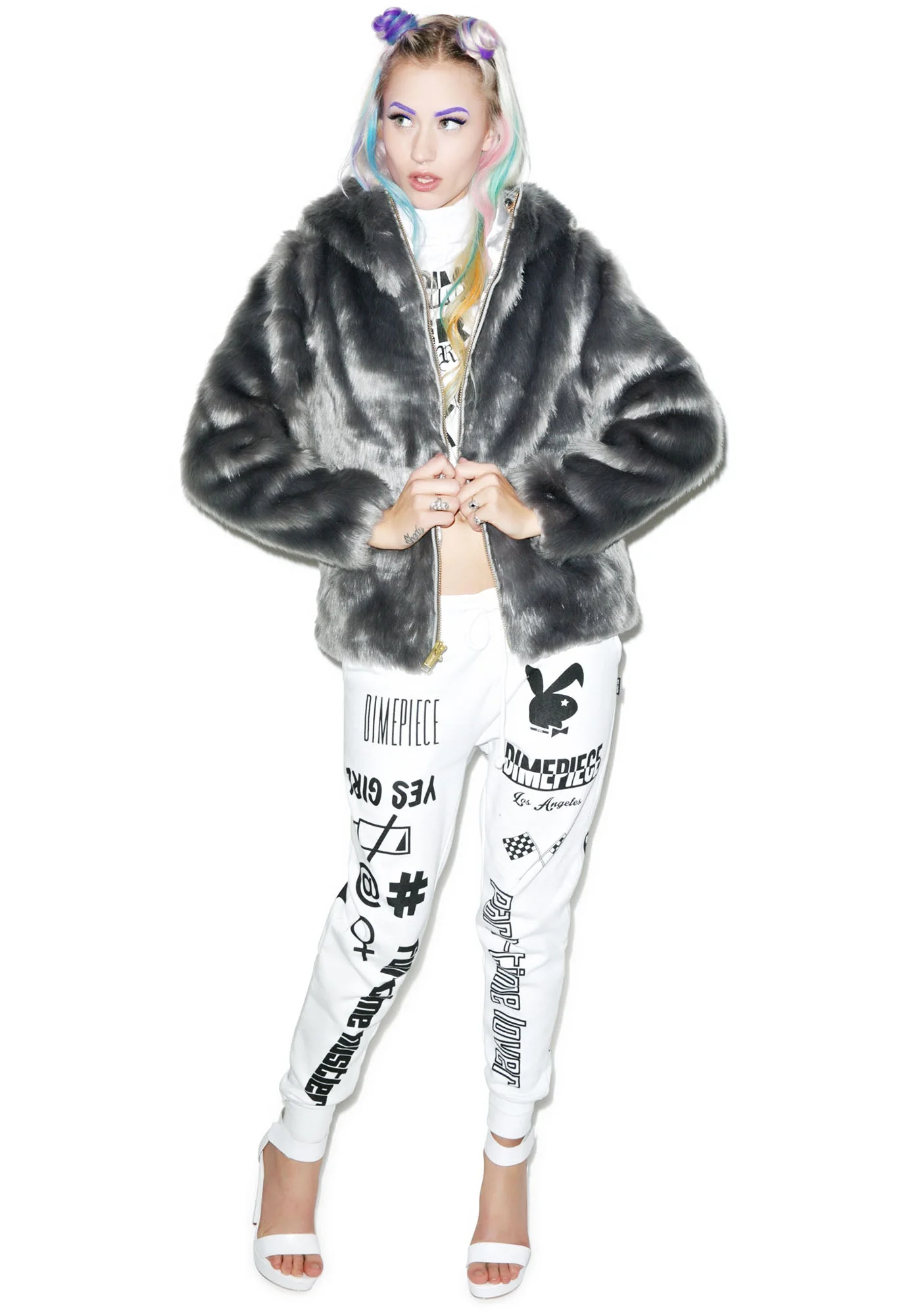 Candy Fur Jacket - Gray - Image 13