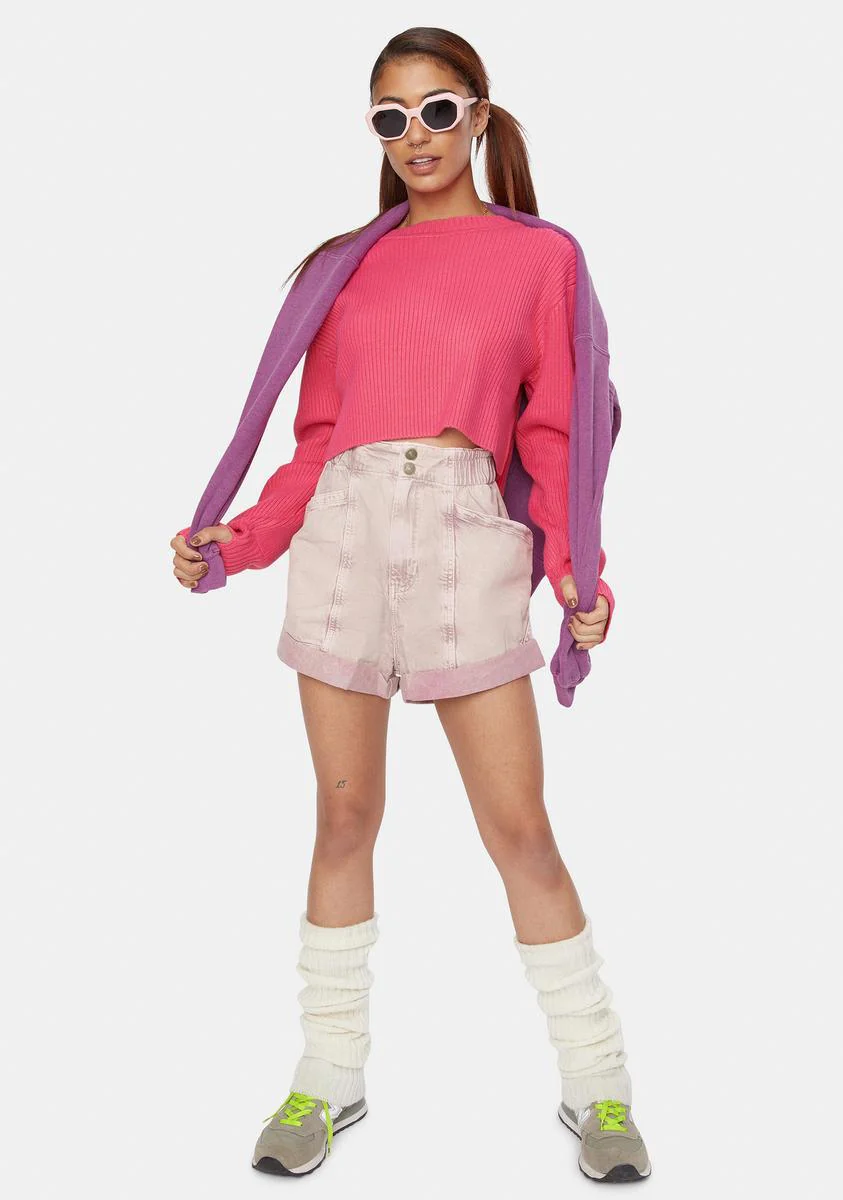 Candy Pink Crop Sweater - Image 3