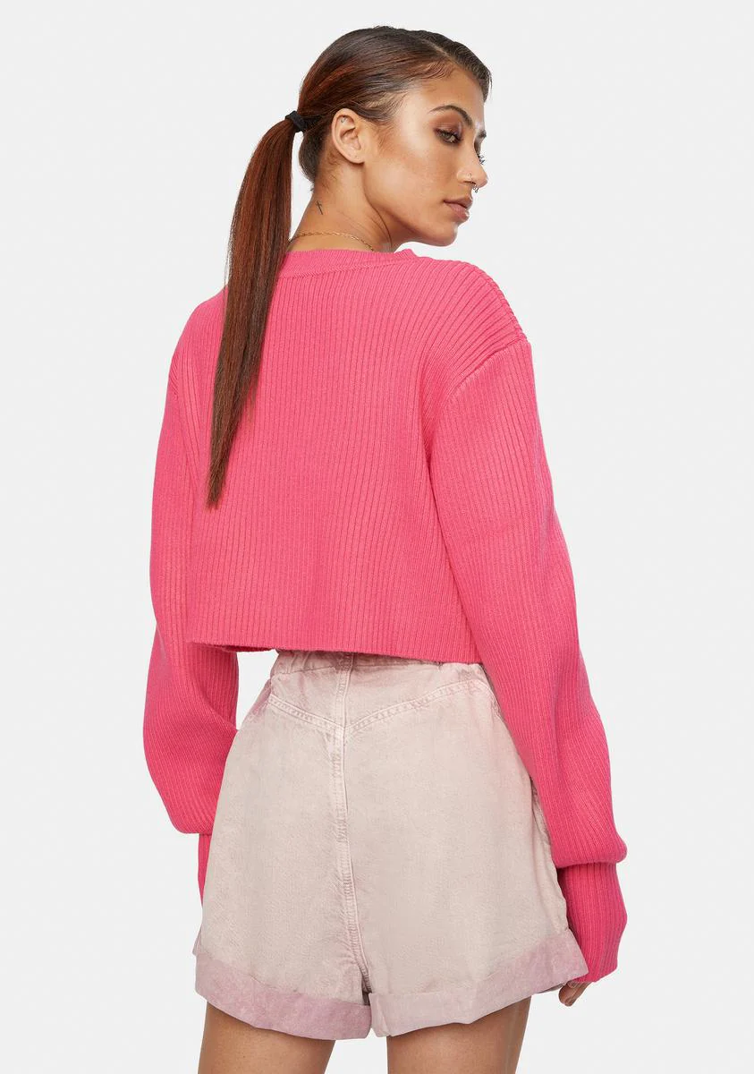 Candy Pink Crop Sweater - Image 4