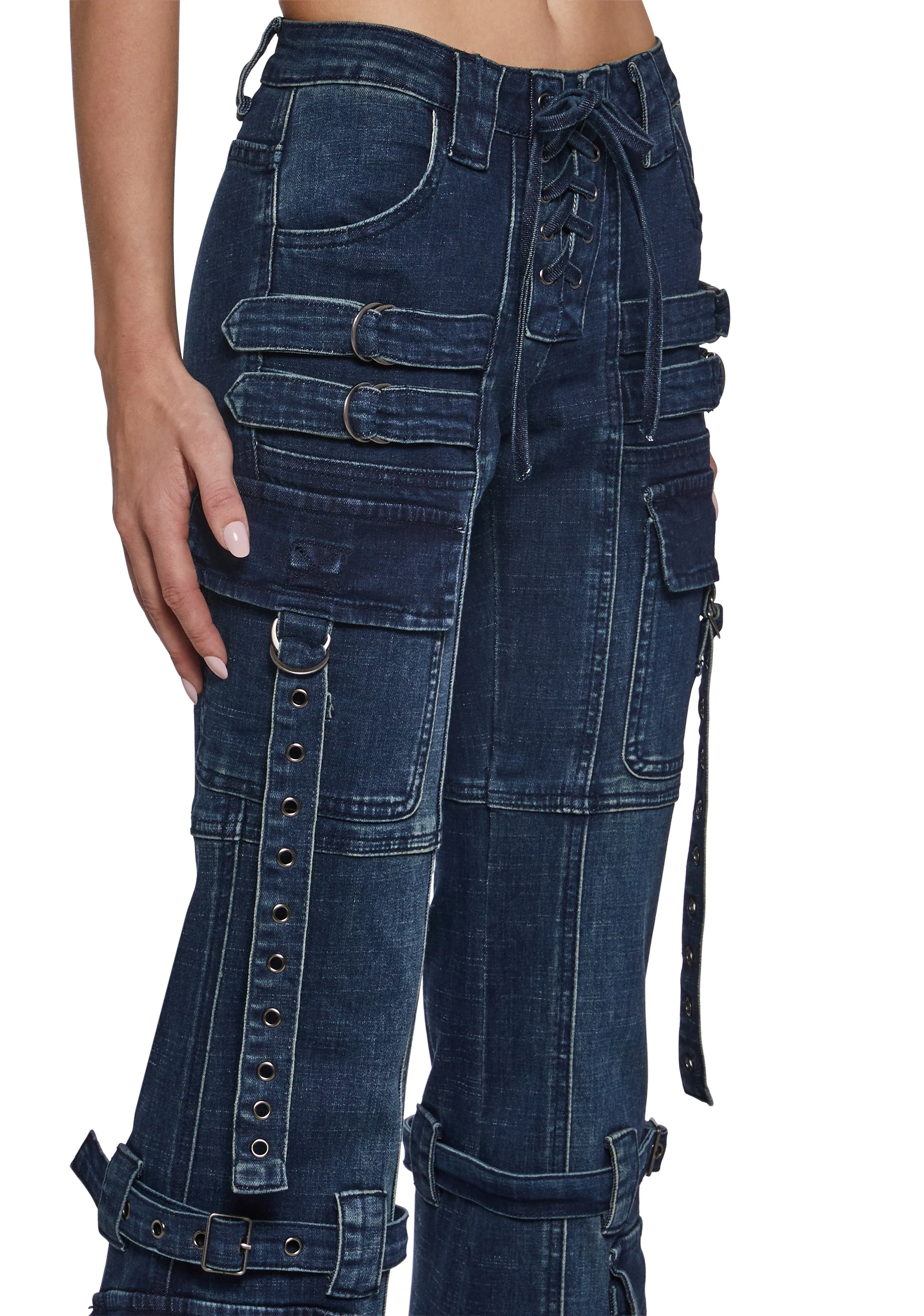 Level Up Cargo Fitted Jeans - Blue - Image 5