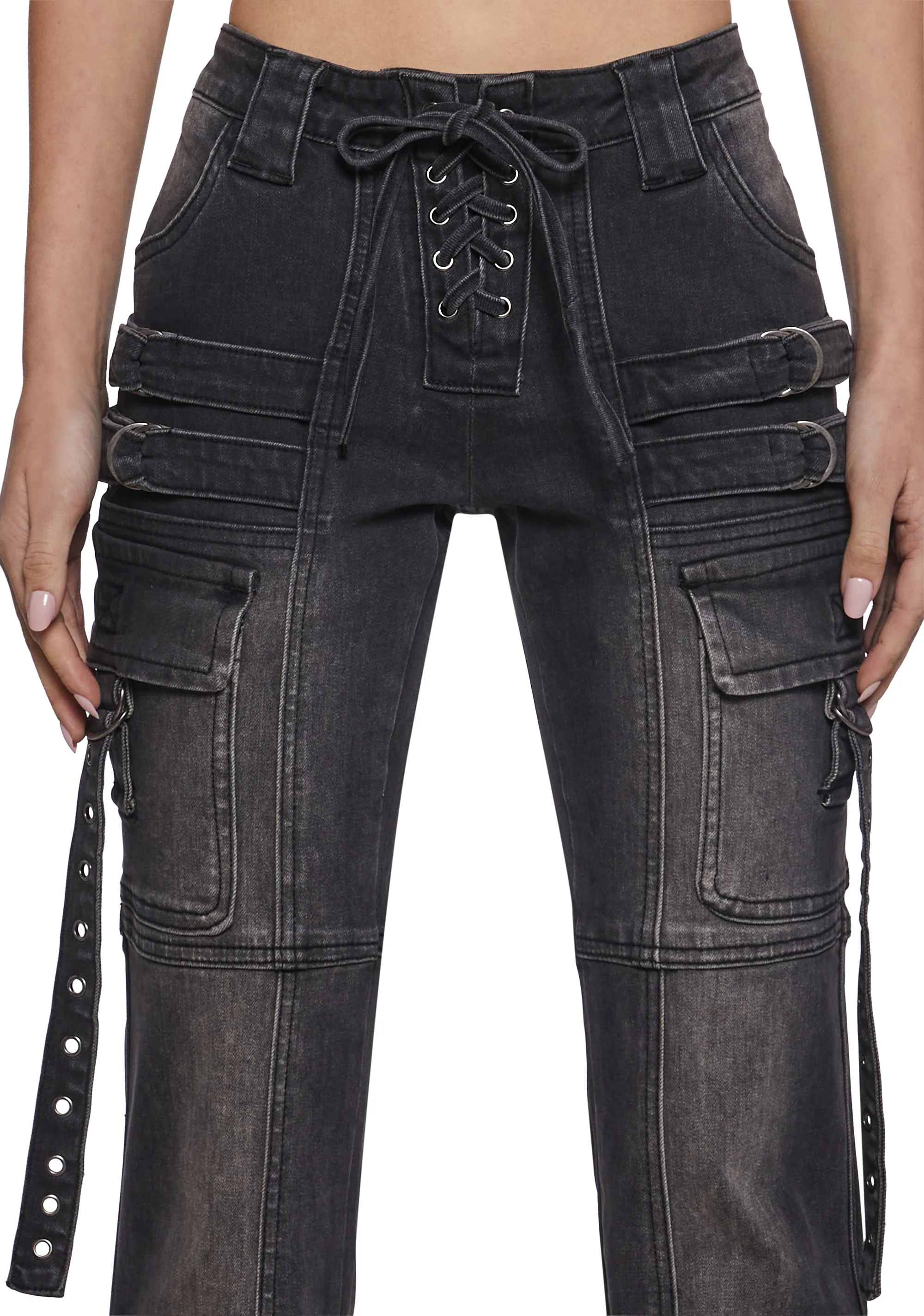 Level Up Cargo Fitted Jeans - Black - Image 5