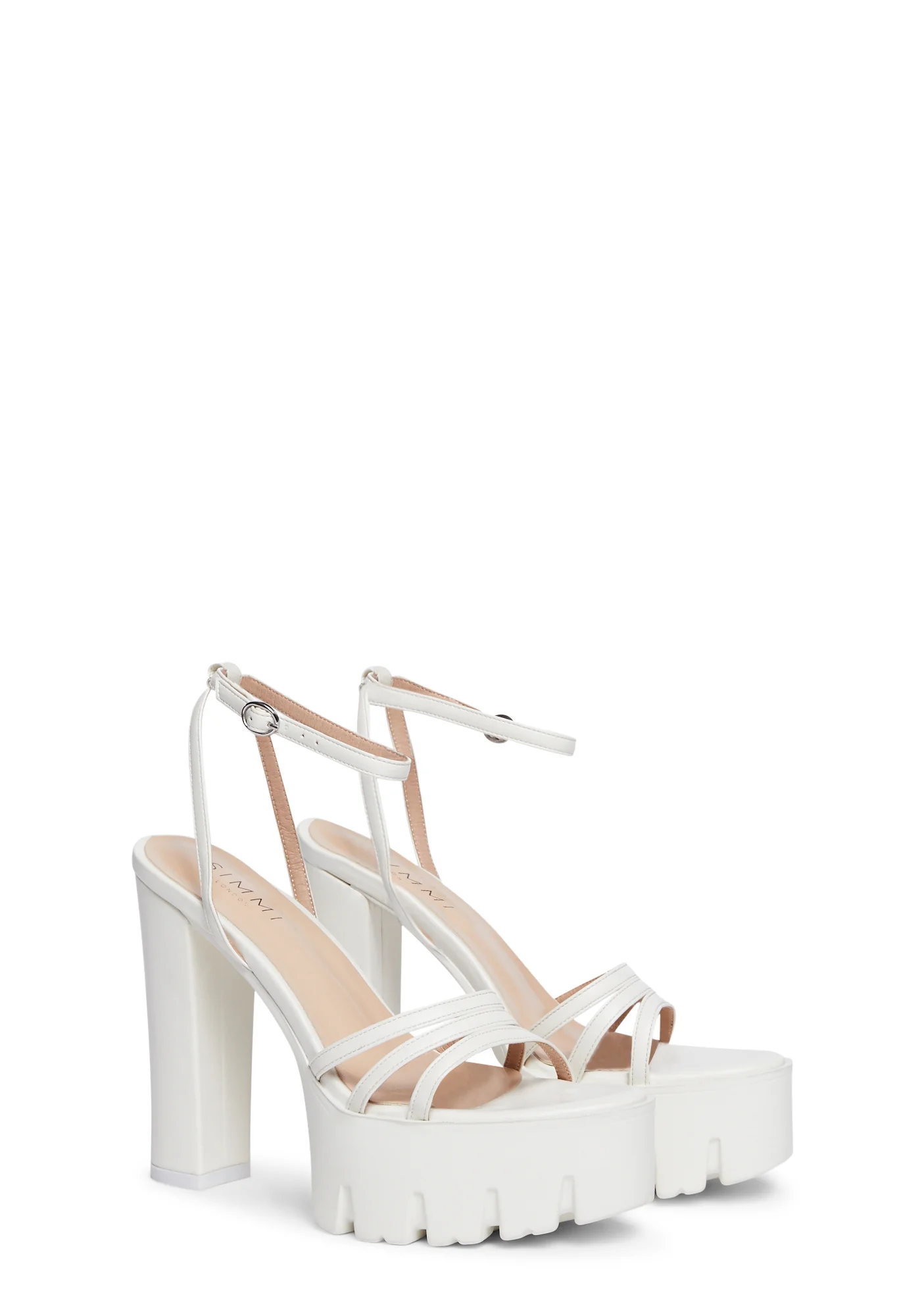 Caria-1 Block Heels - White - Image 3