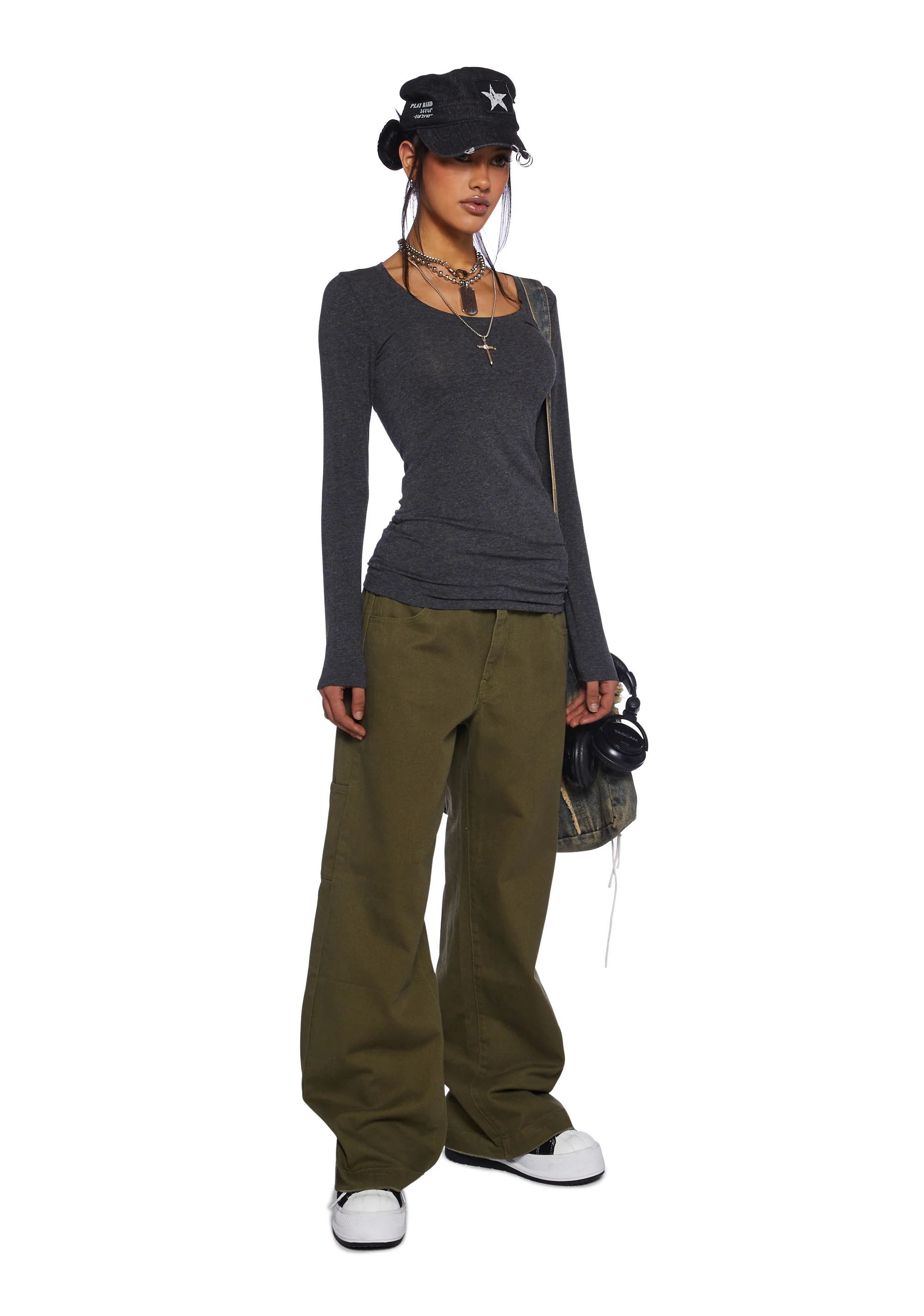 Casual Meetups Long Sleeve Top - Gray - Image 2