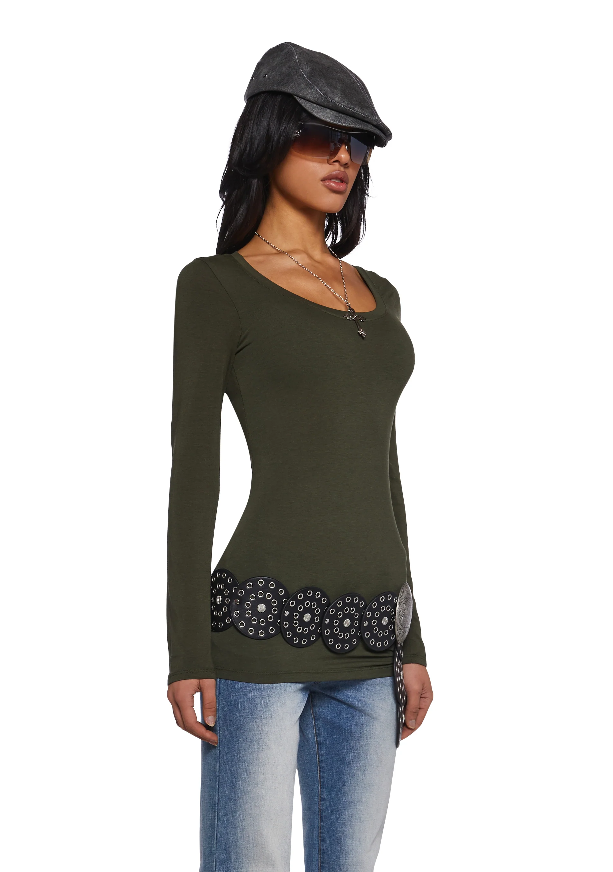 Casual Meetups Long Sleeve Top - Olive - Image 3