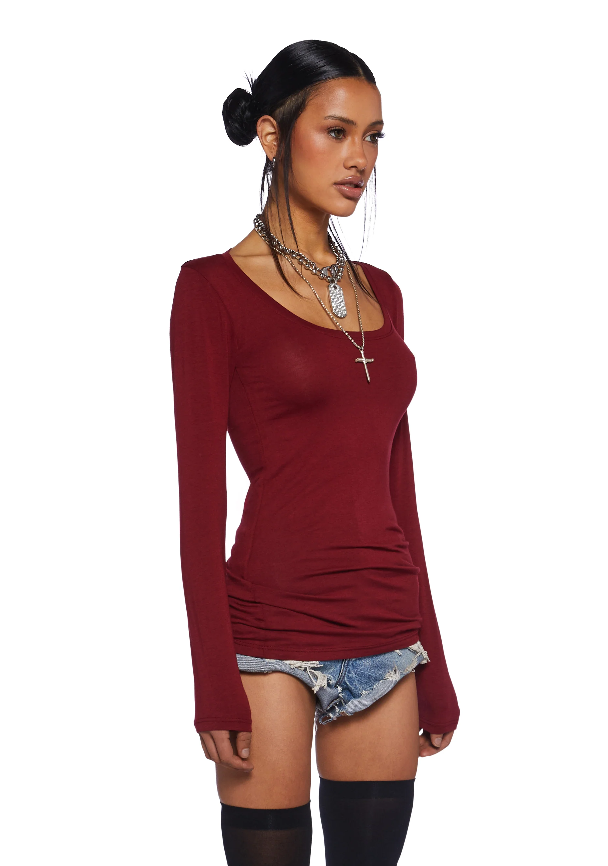 Casual Meetups Long Sleeve Top - Red - Image 3