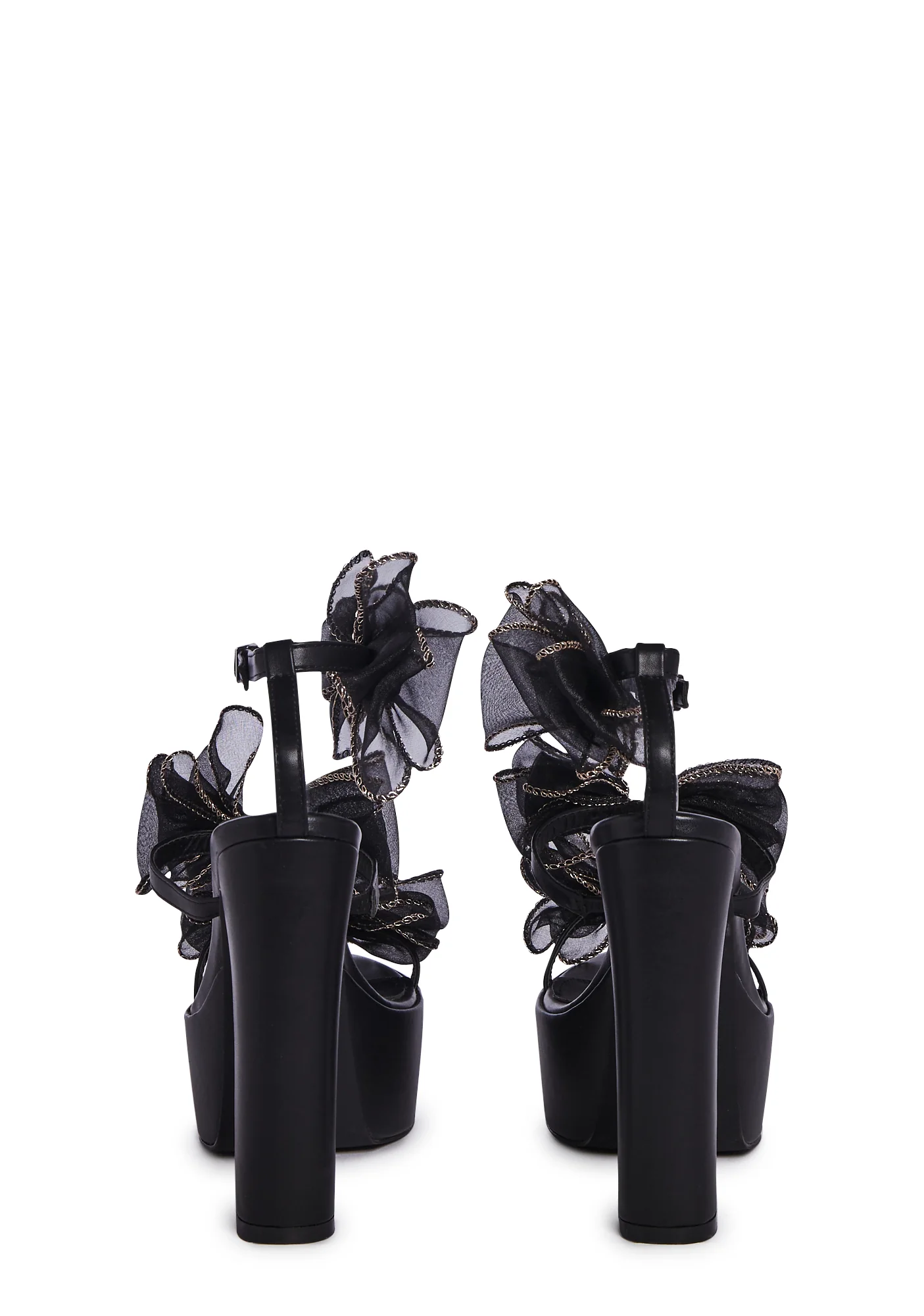Caterina Bow Platform Heels- Black - Image 4