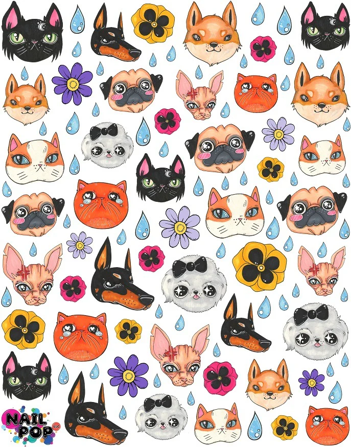 Cats & Dogs Water Slide Nail Decals - Image 2