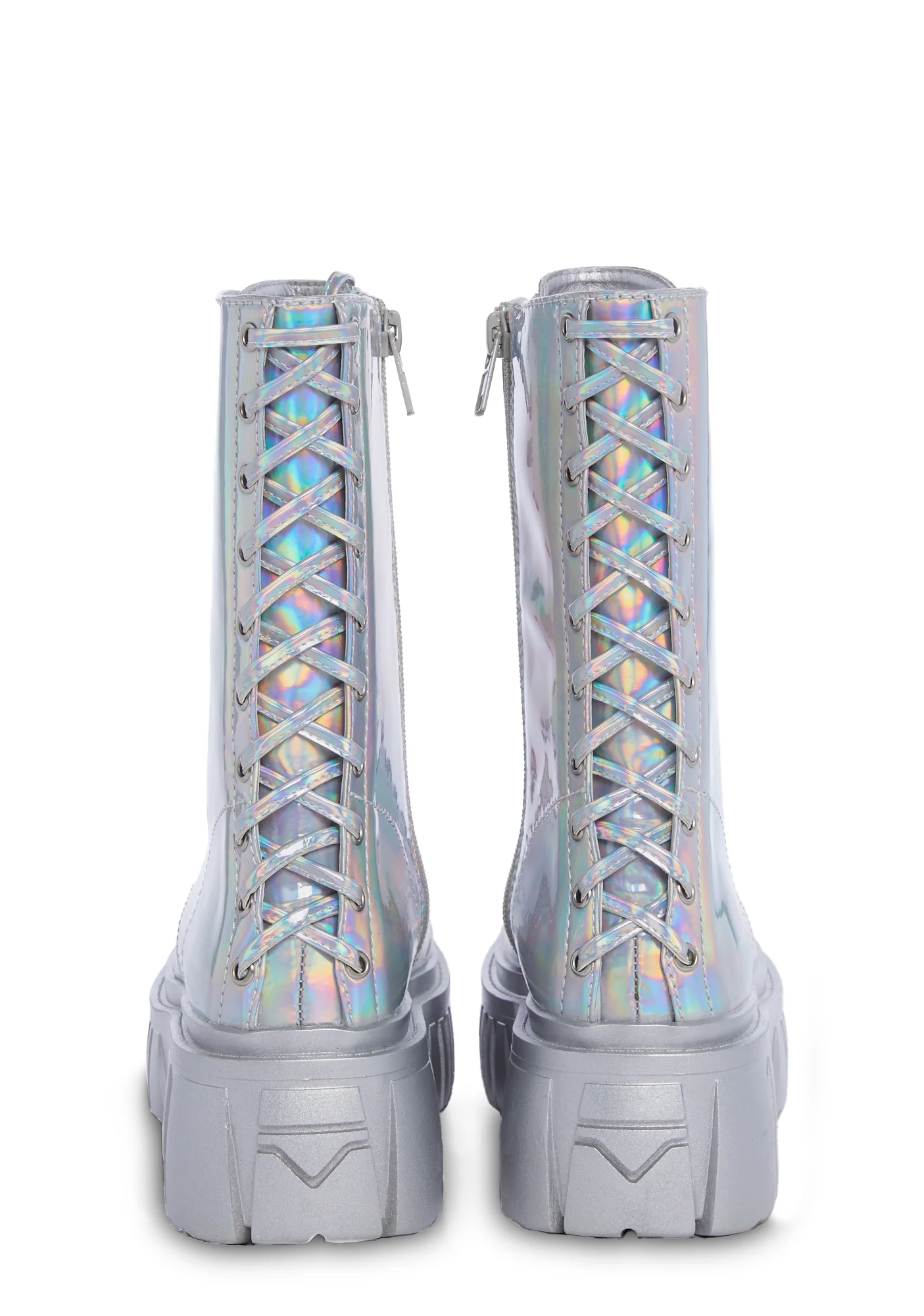 Celestial Candy Holographic Corset Boots - Silver - Image 4