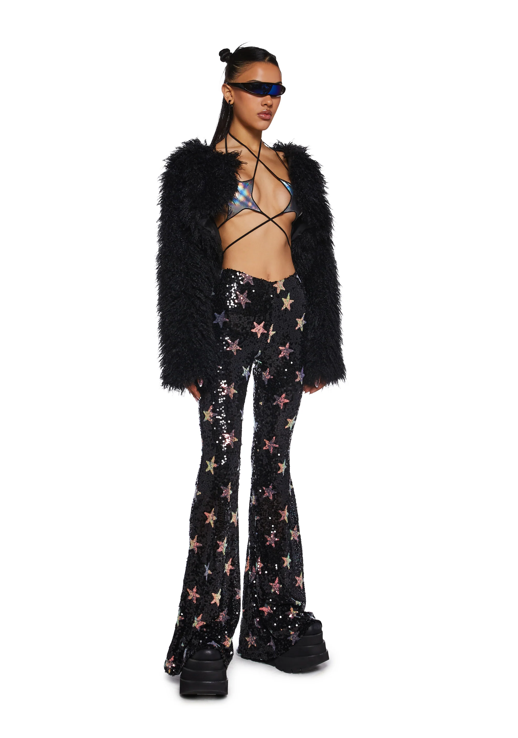 Celestial Groove Sequin Flare Pants - Image 3