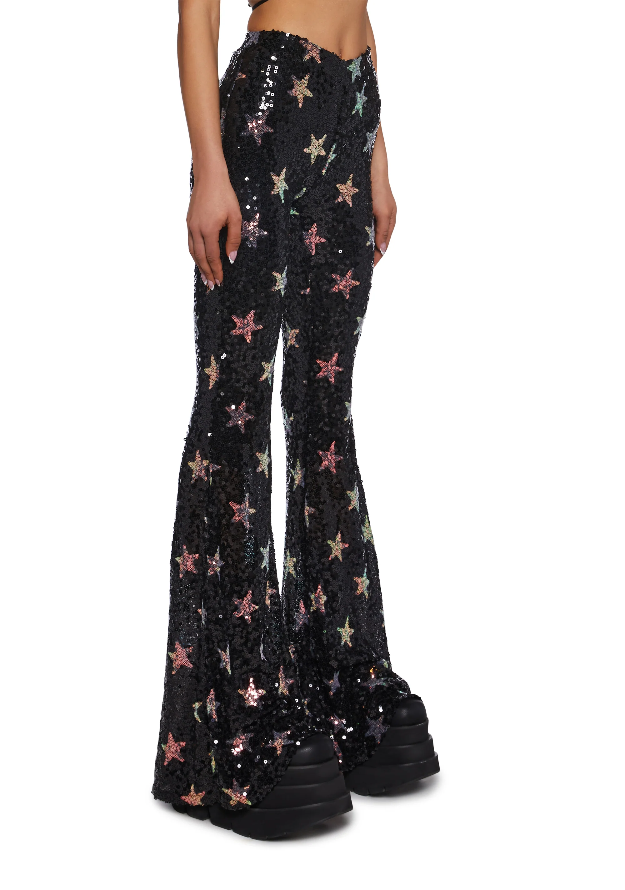 Celestial Groove Sequin Flare Pants - Image 4