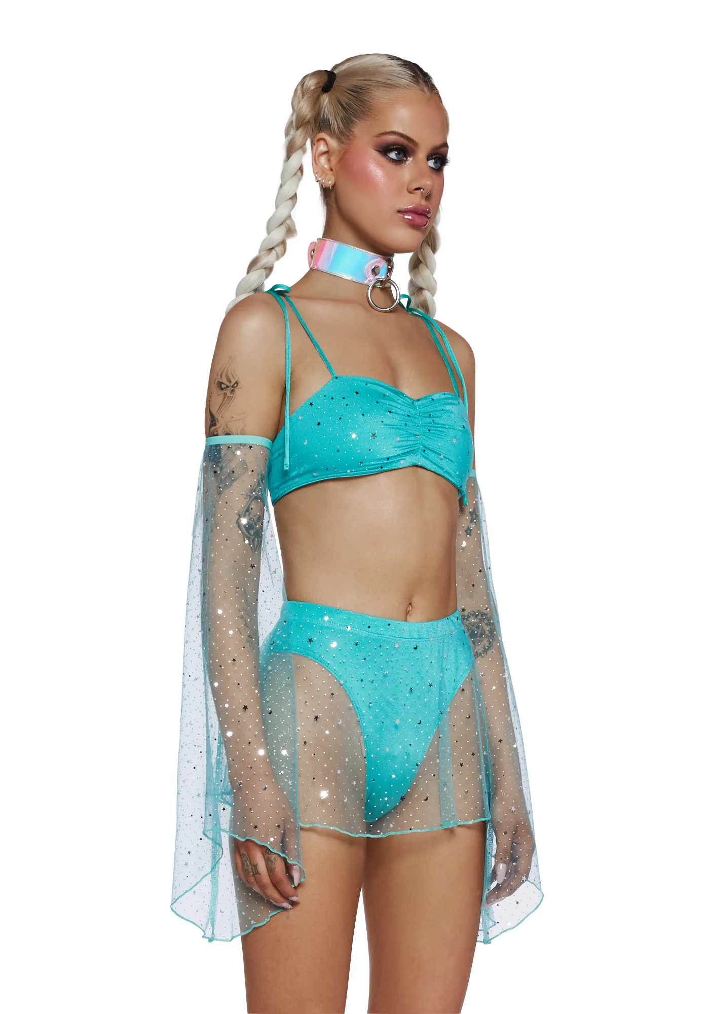 Celestial Queen Crop Top - Aqua - Image 3