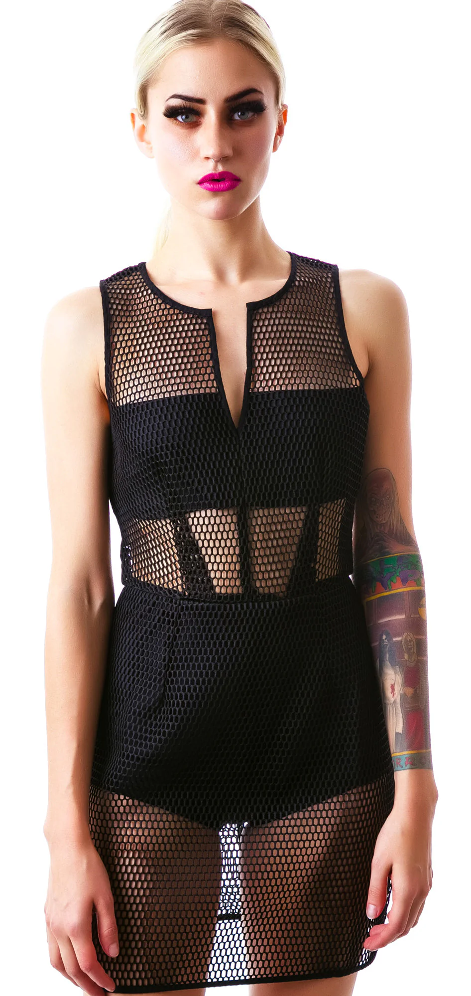 Censored Mesh Dress - Off White - Image 10