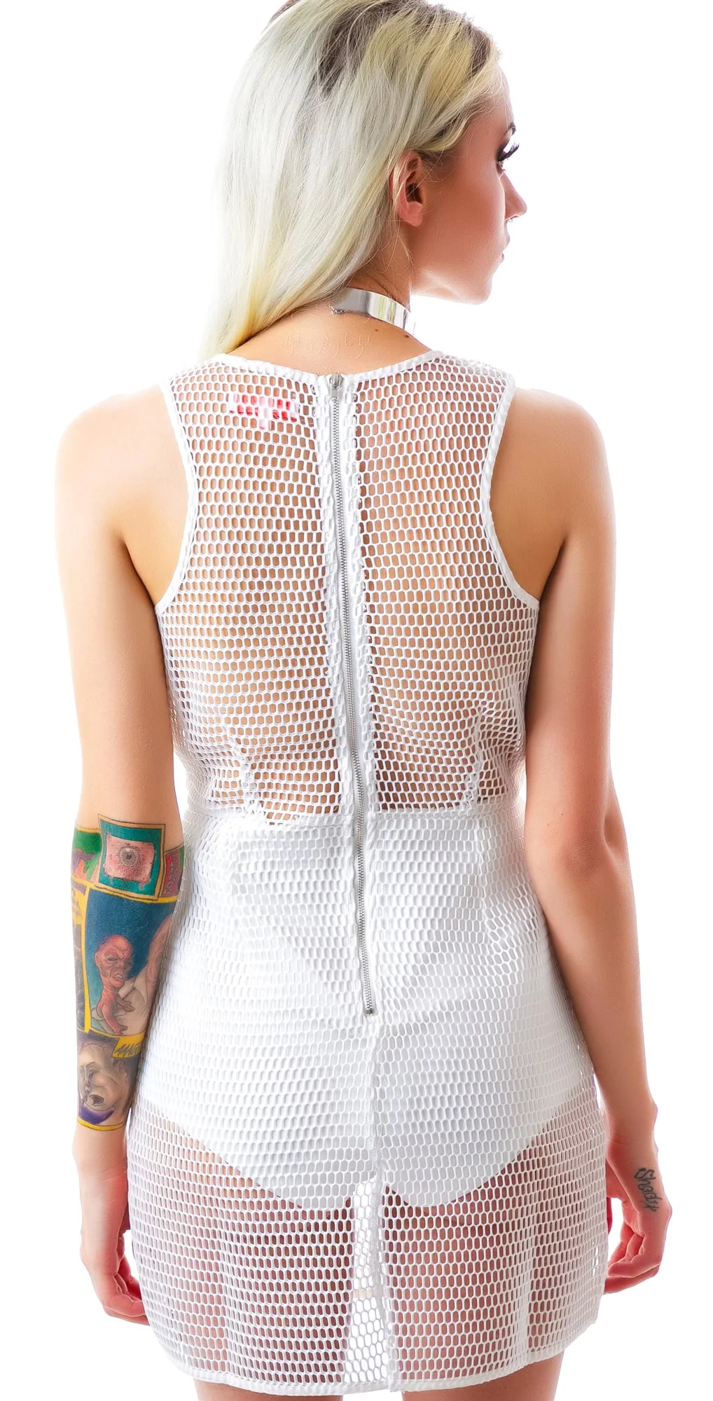 Censored Mesh Dress - Off White - Image 5
