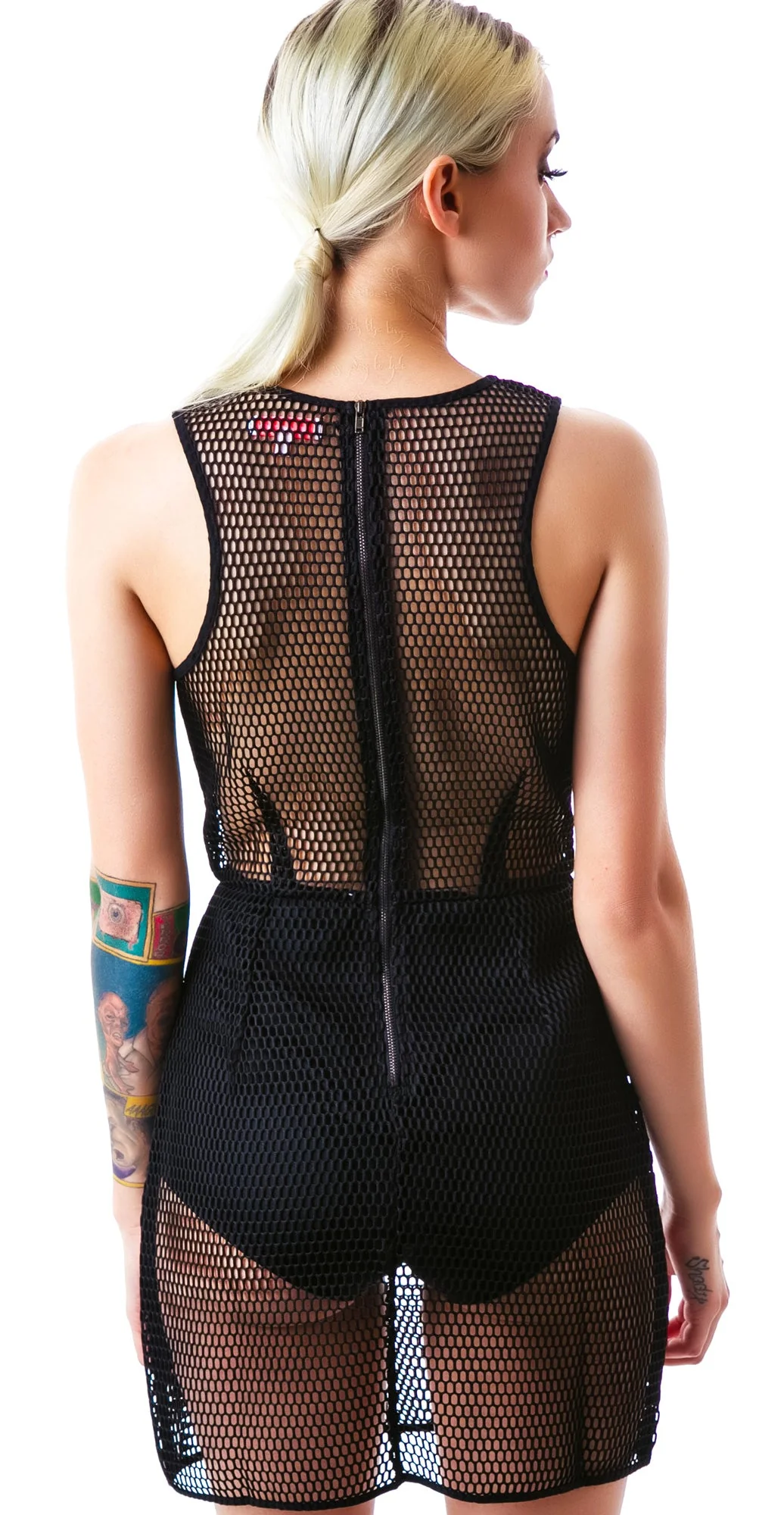 Censored Mesh Dress - Off White - Image 9