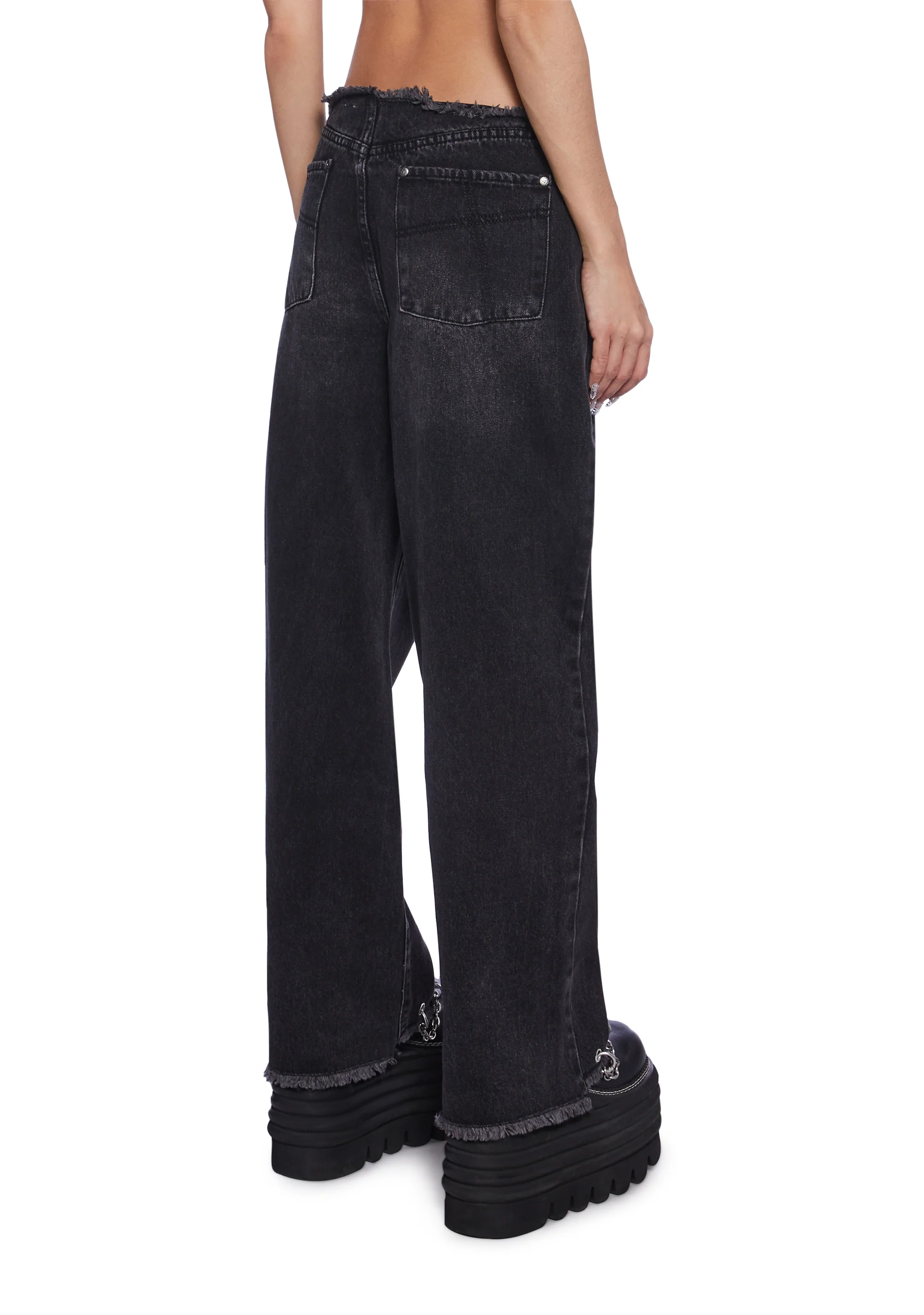 Chained Straight Leg Cropped Jeans - Image 4