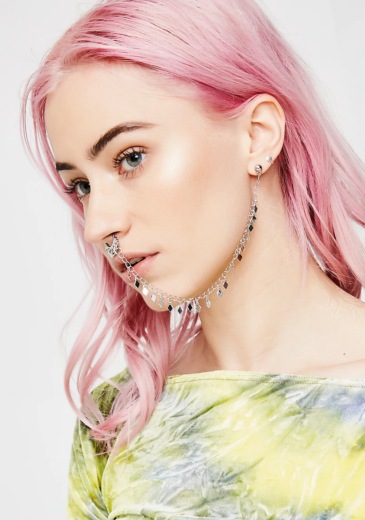 Chained Together Nose Earring Chain - Image 4