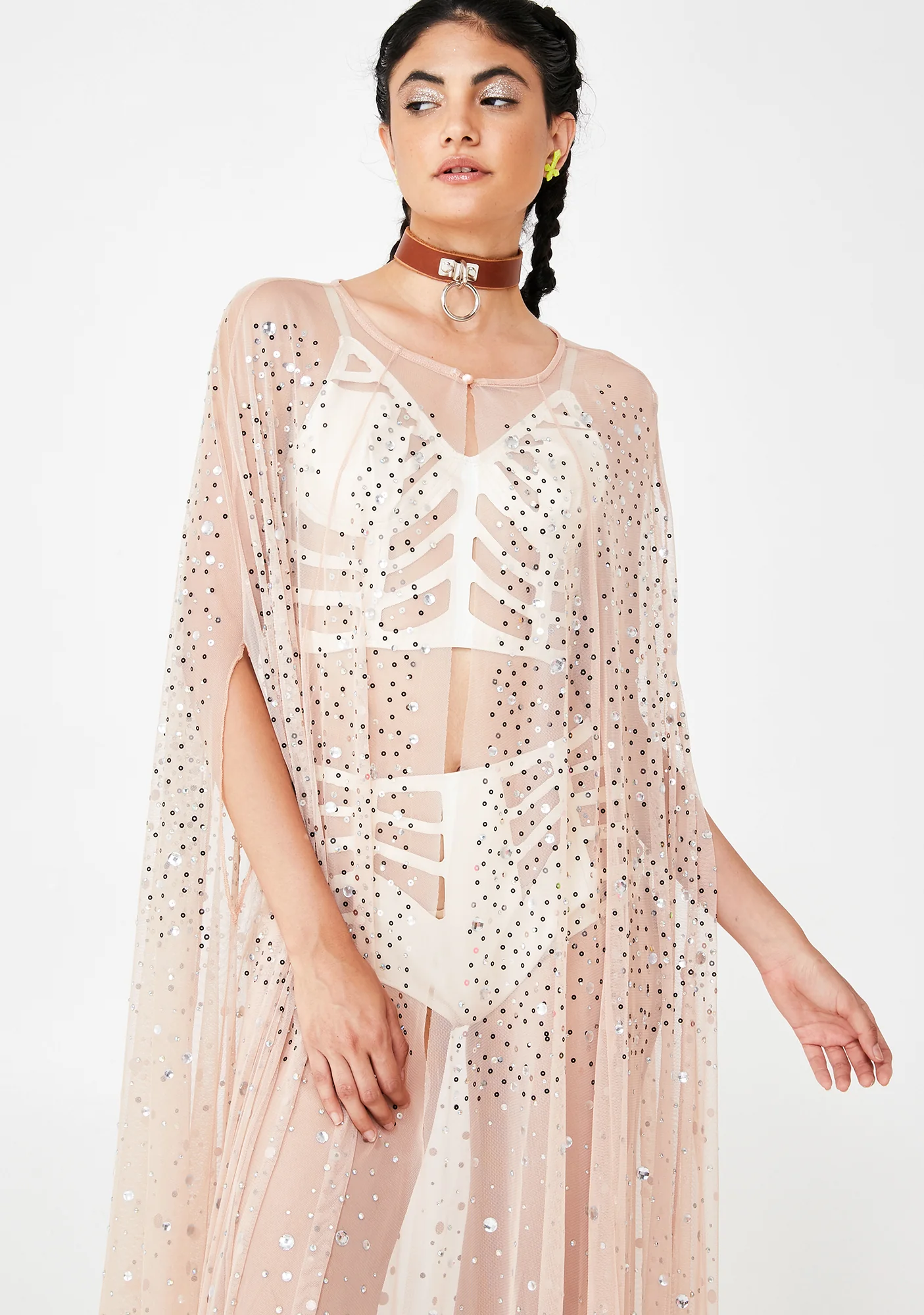 Champagne Fantasiez Mesh Cape - Image 2