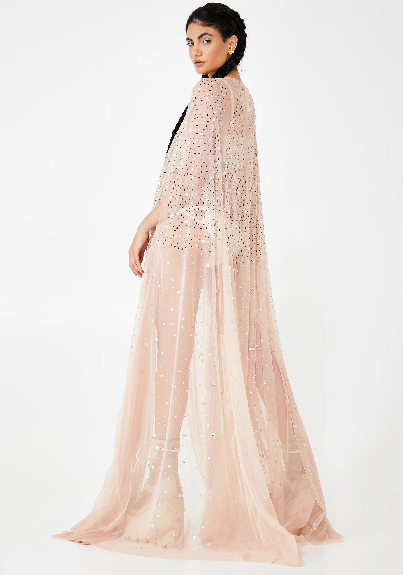 Champagne Fantasiez Mesh Cape - Image 4