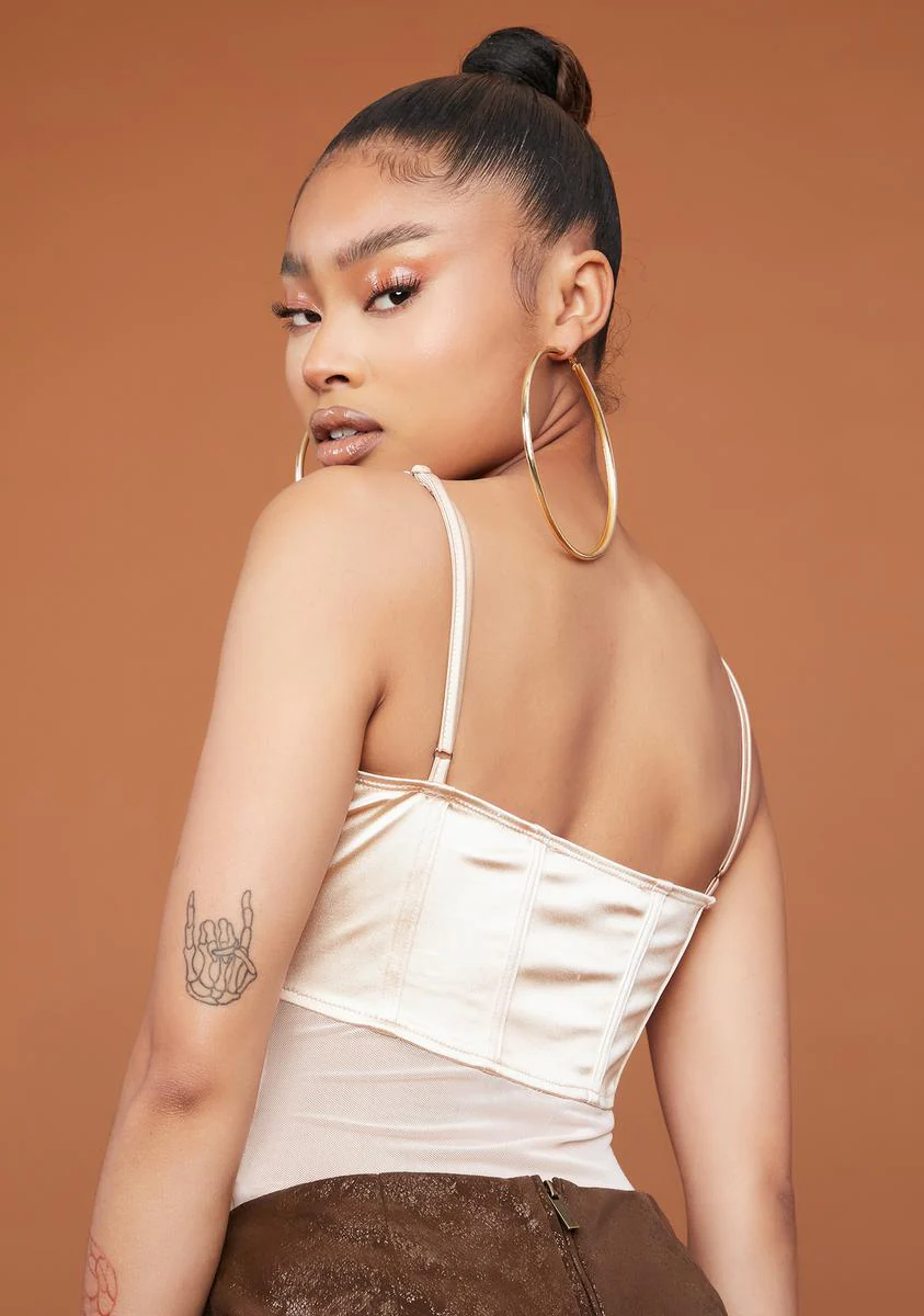 Champagne Touch Satin Bodysuit - Image 4