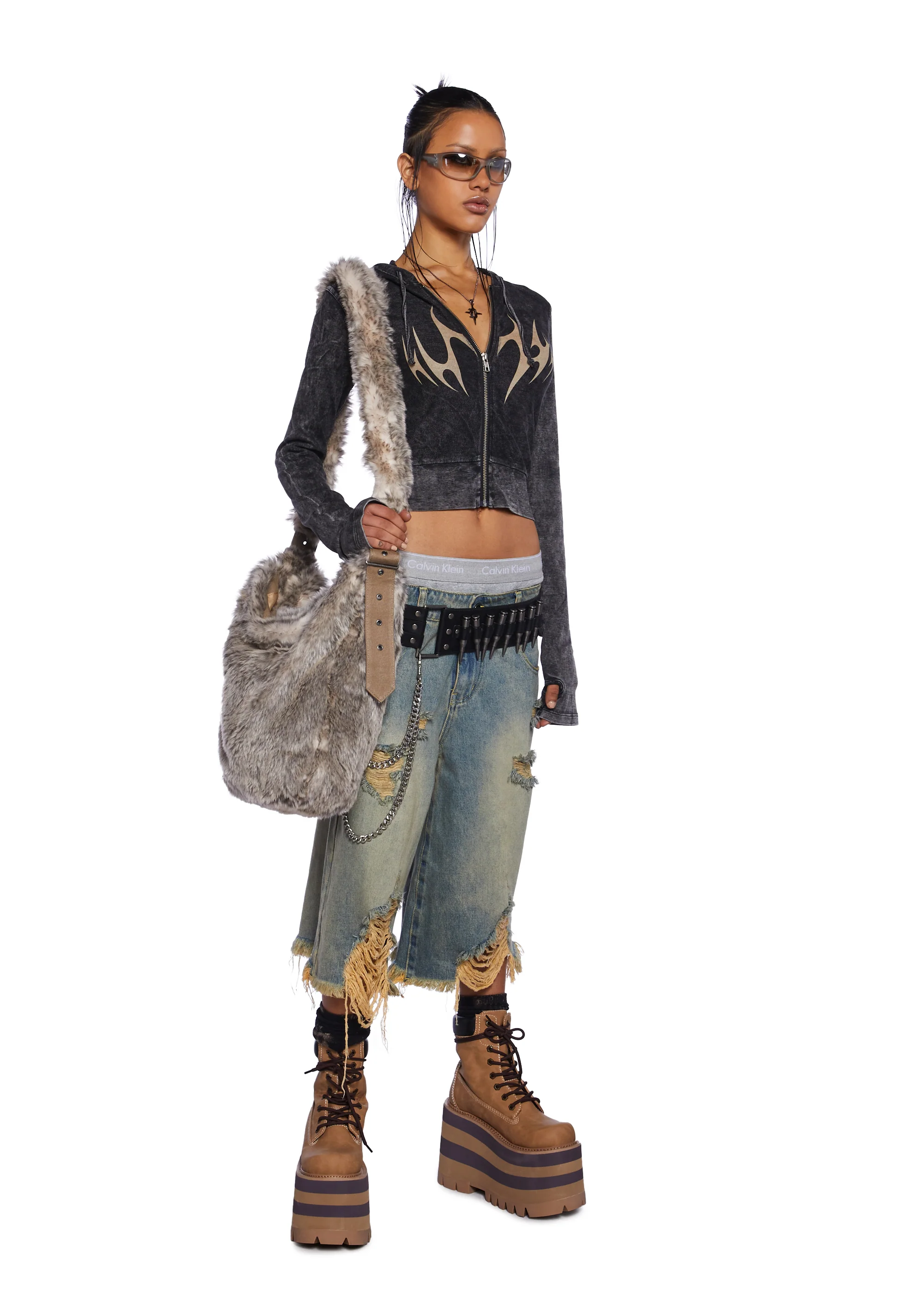 Charged Graphic Zip-Up Crop Hoodie - Image 2